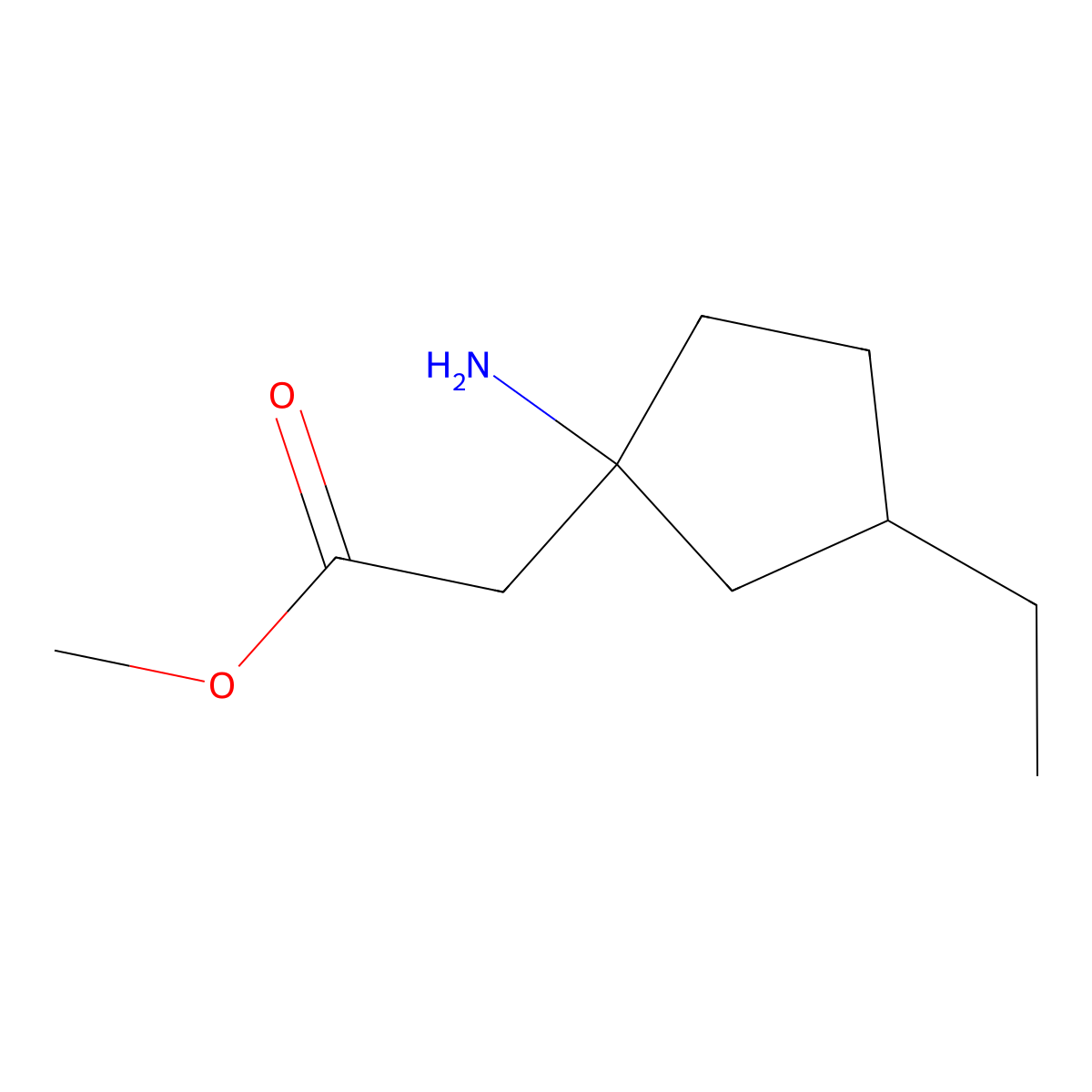 Methyl 2-(1-amino-3-ethylcyclopentyl)acetate molecular structure, CAS 1504196-64-8