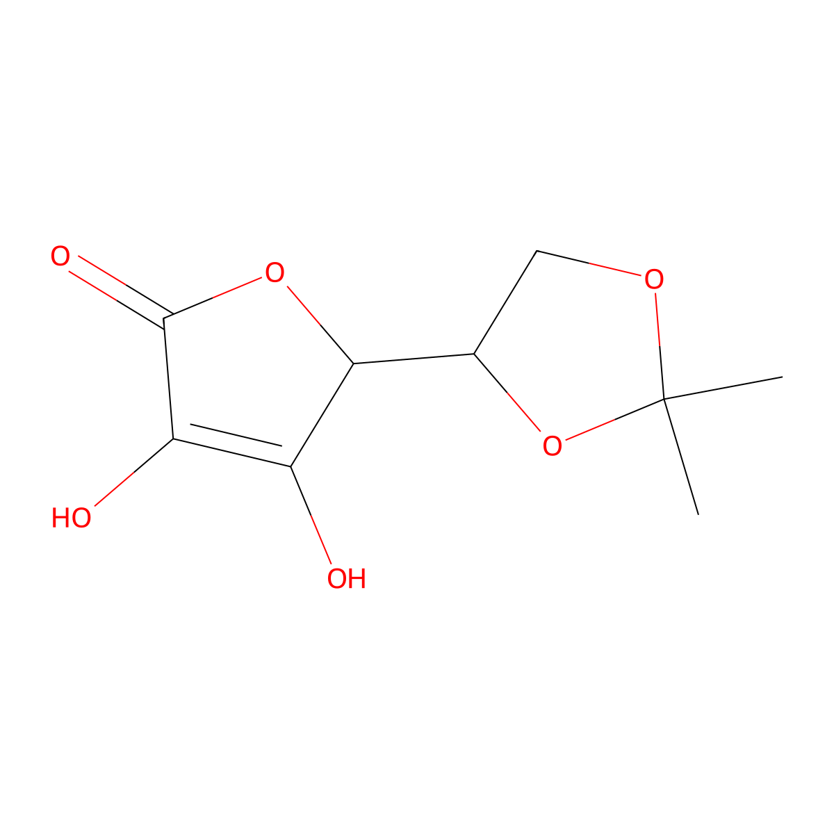 L-Ascorbic acid, 5,6-O-(1-methylethylidene)- molecular structure, CAS 15042-01-0