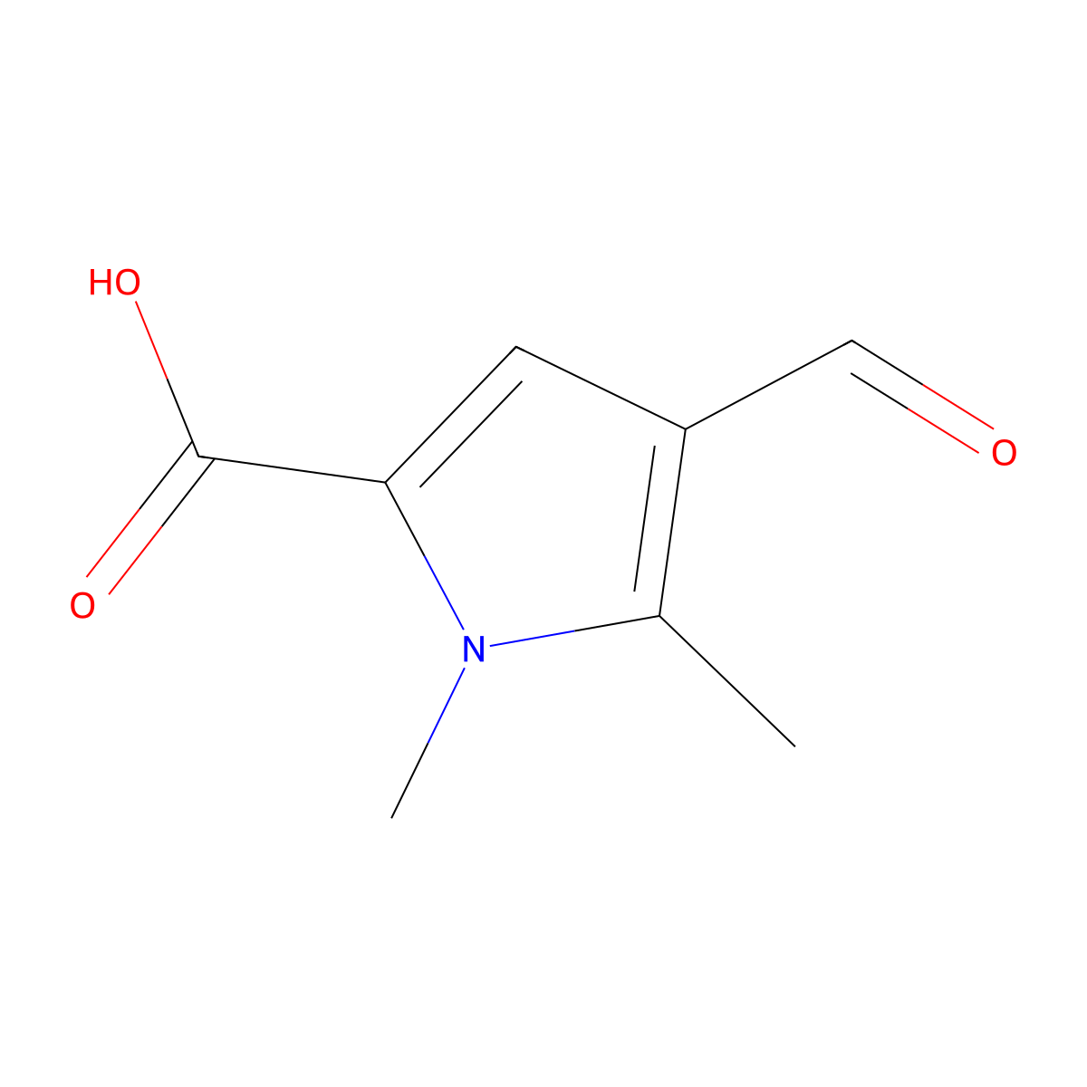 4-Formyl-1,5-dimethyl-1H-pyrrole-2-carboxylic acid molecular structure, CAS 1504200-30-9