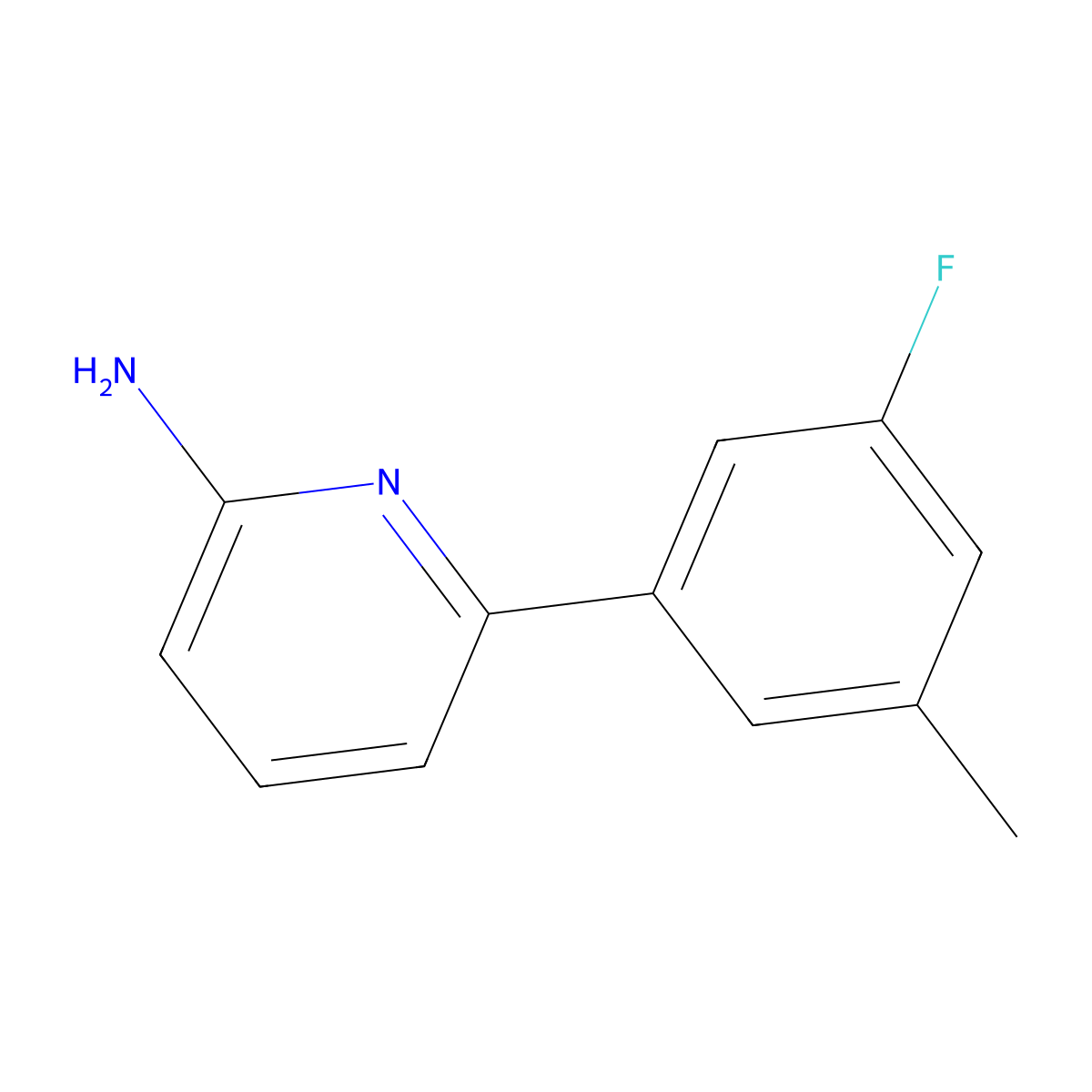 6-(3-Fluoro-5-methylphenyl)-2-pyridinamine molecular structure, CAS 1504202-57-6