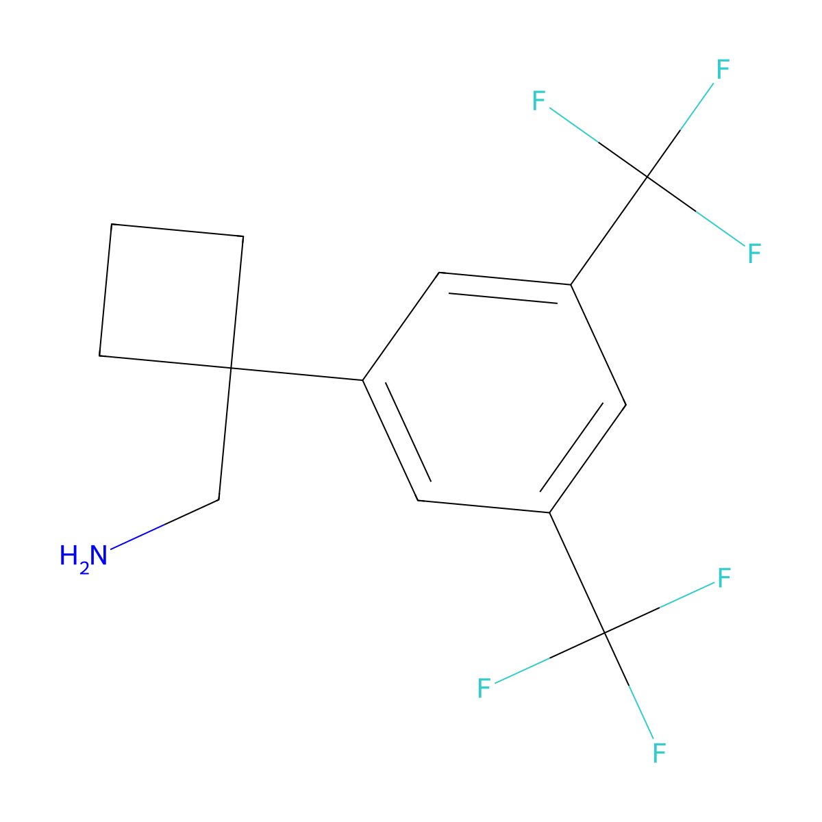 1-[3,5-Bis(trifluoromethyl)phenyl]cyclobutanemethanamine molecular structure, CAS 1504202-93-0