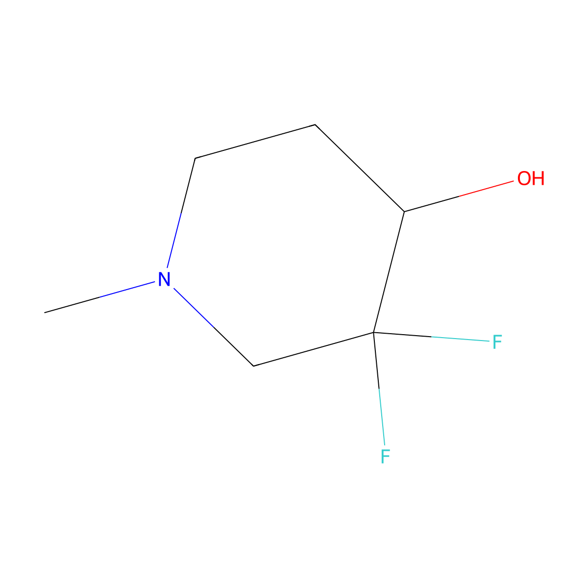 3,3-Difluoro-1-methylpiperidin-4-ol molecular structure, CAS 1504212-61-6
