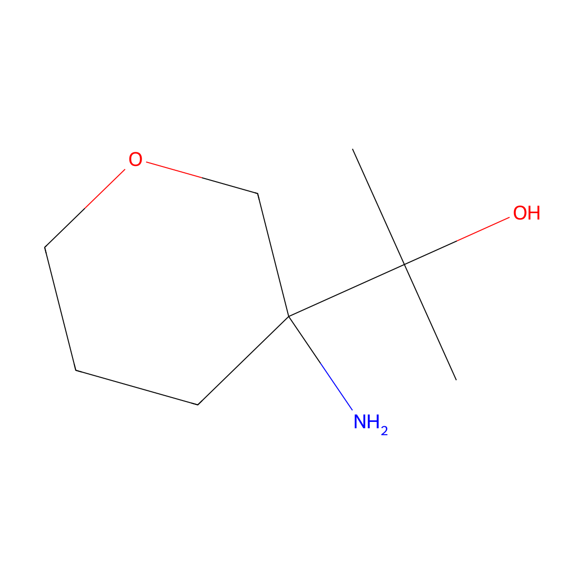 2-(3-Aminooxan-3-yl)propan-2-ol molecular structure, CAS 1504215-47-7