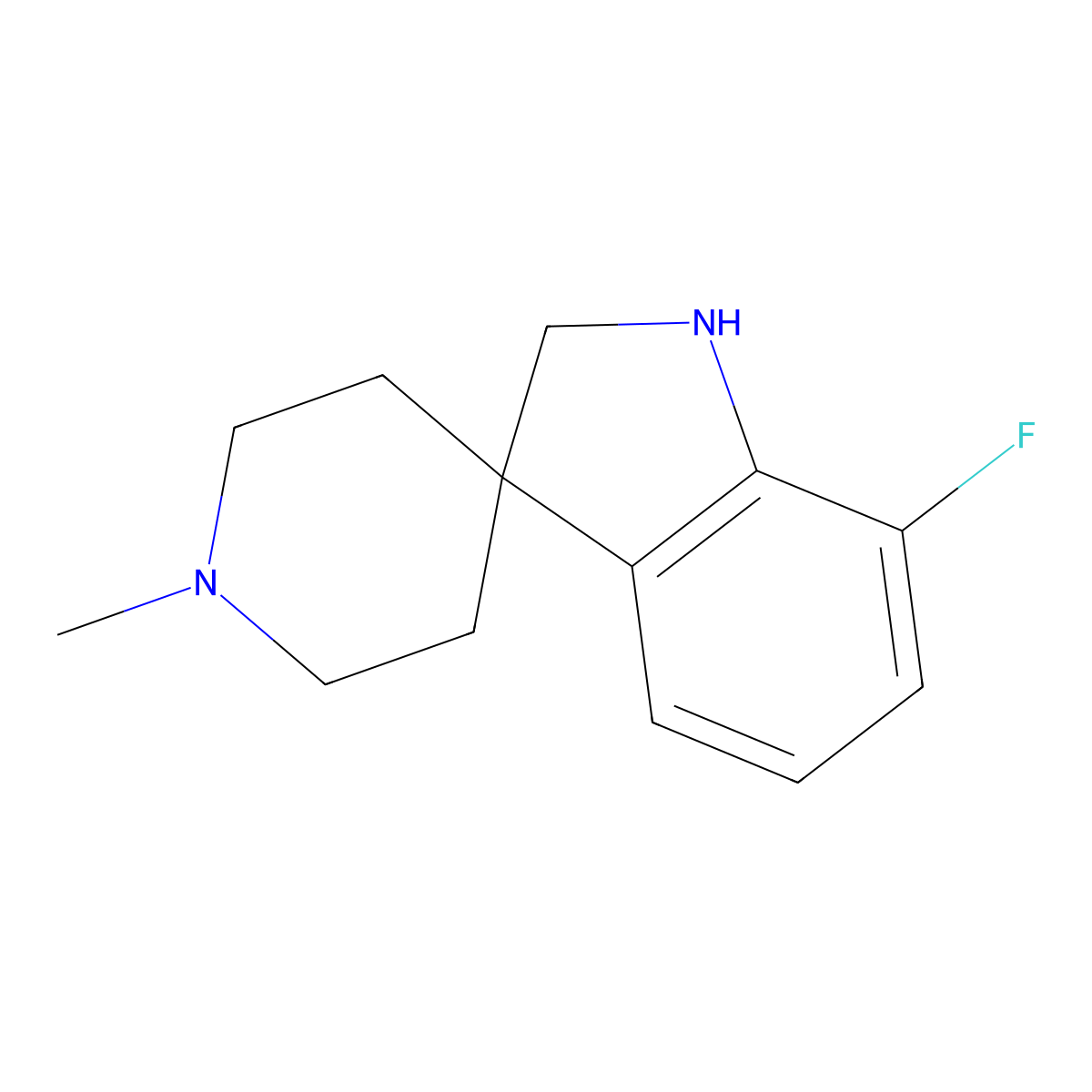 7-Fluoro-1'-methylspiro[indoline-3,4'-piperidine] molecular structure, CAS 1504220-30-7