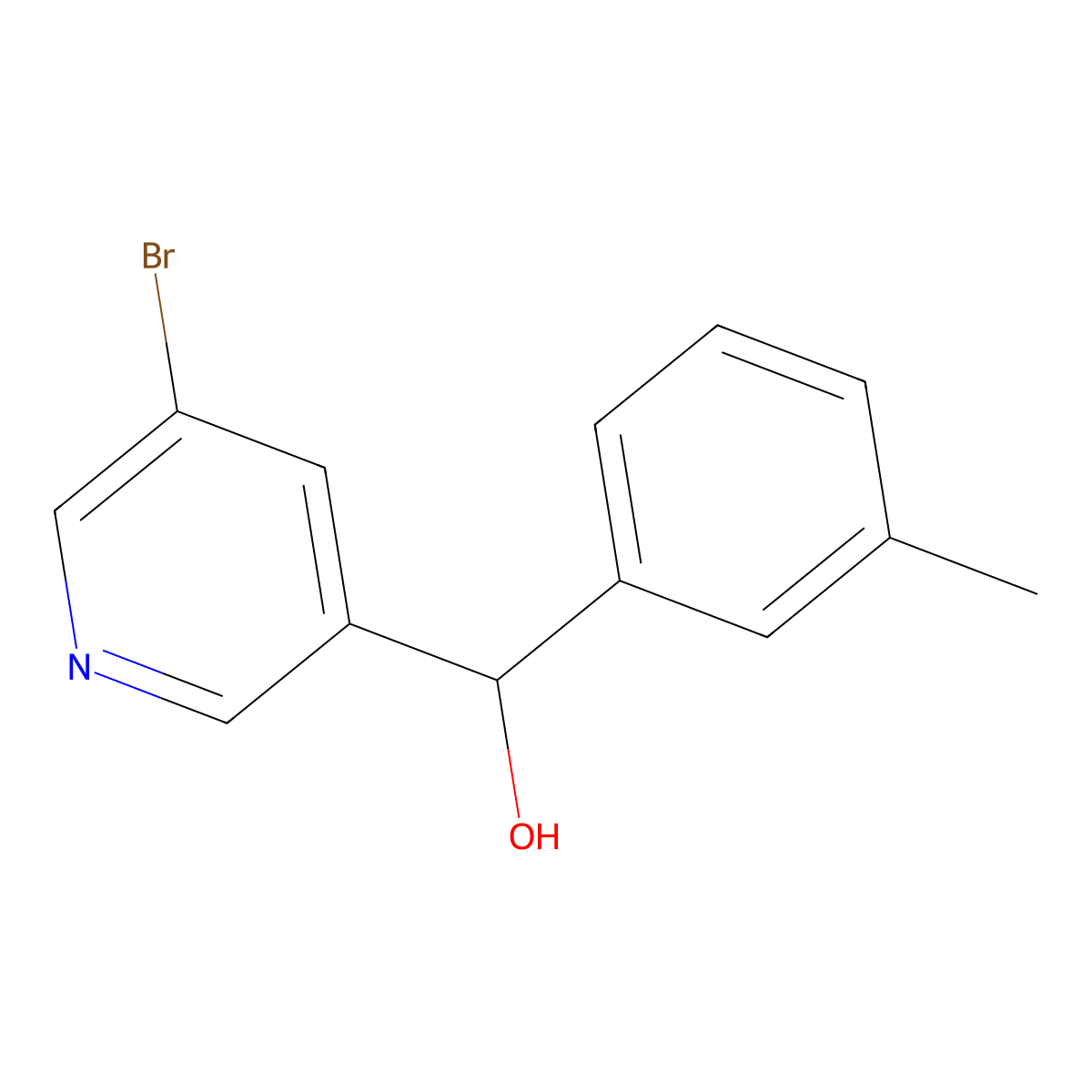 5-Bromo-alpha-(3-methylphenyl)-3-pyridinemethanol molecular structure, CAS 1504229-09-7