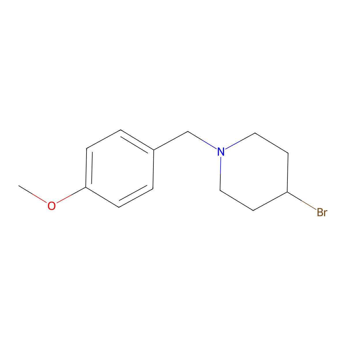 4-Bromo-1-[(4-methoxyphenyl)methyl]piperidine molecular structure, CAS 1504243-10-0