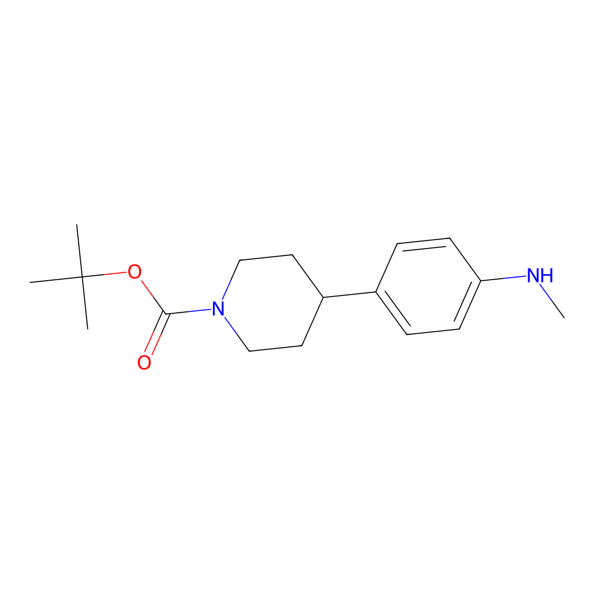 Tert-butyl 4-(4-(methylamino)phenyl)piperidine-1-carboxylate molecular structure, CAS 1504246-09-6