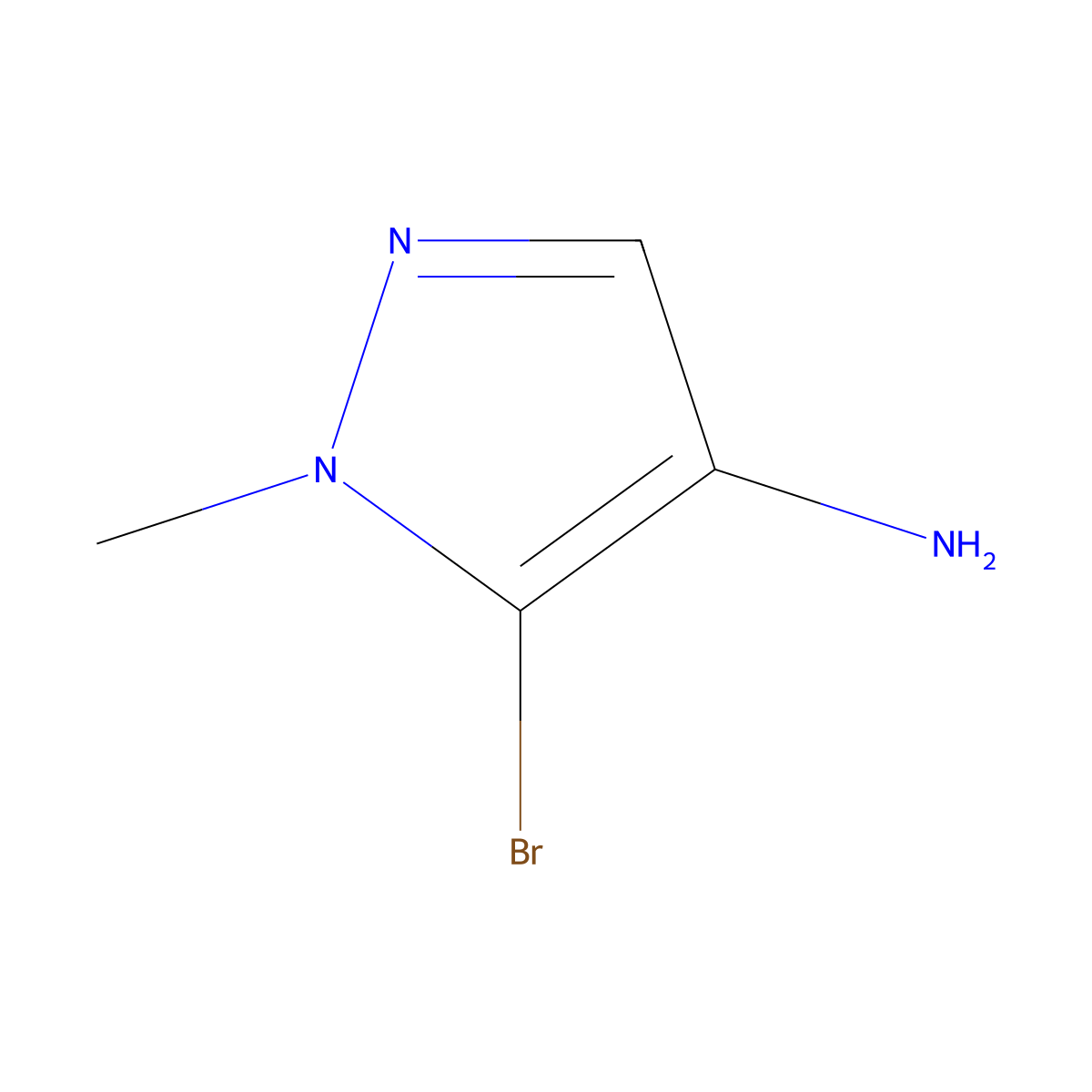 5-bromo-1-methyl-1H-pyrazol-4-amine molecular structure, CAS 1504254-19-6