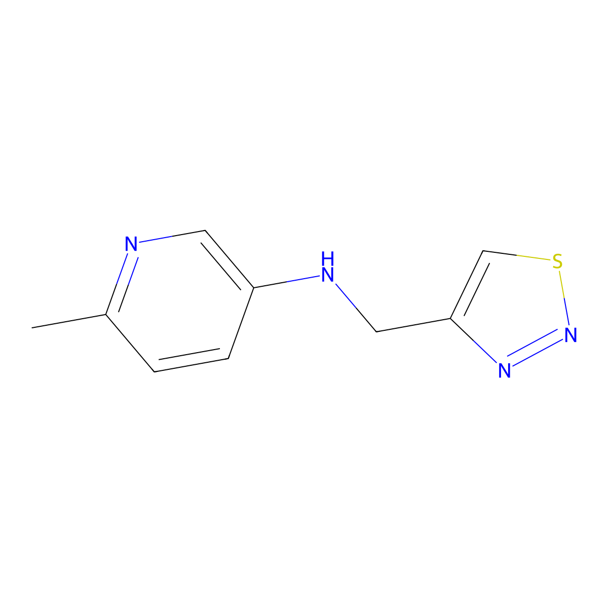 6-methyl-N-[(1,2,3-thiadiazol-4-yl)methyl]pyridin-3-amine molecular structure, CAS 1504261-03-3