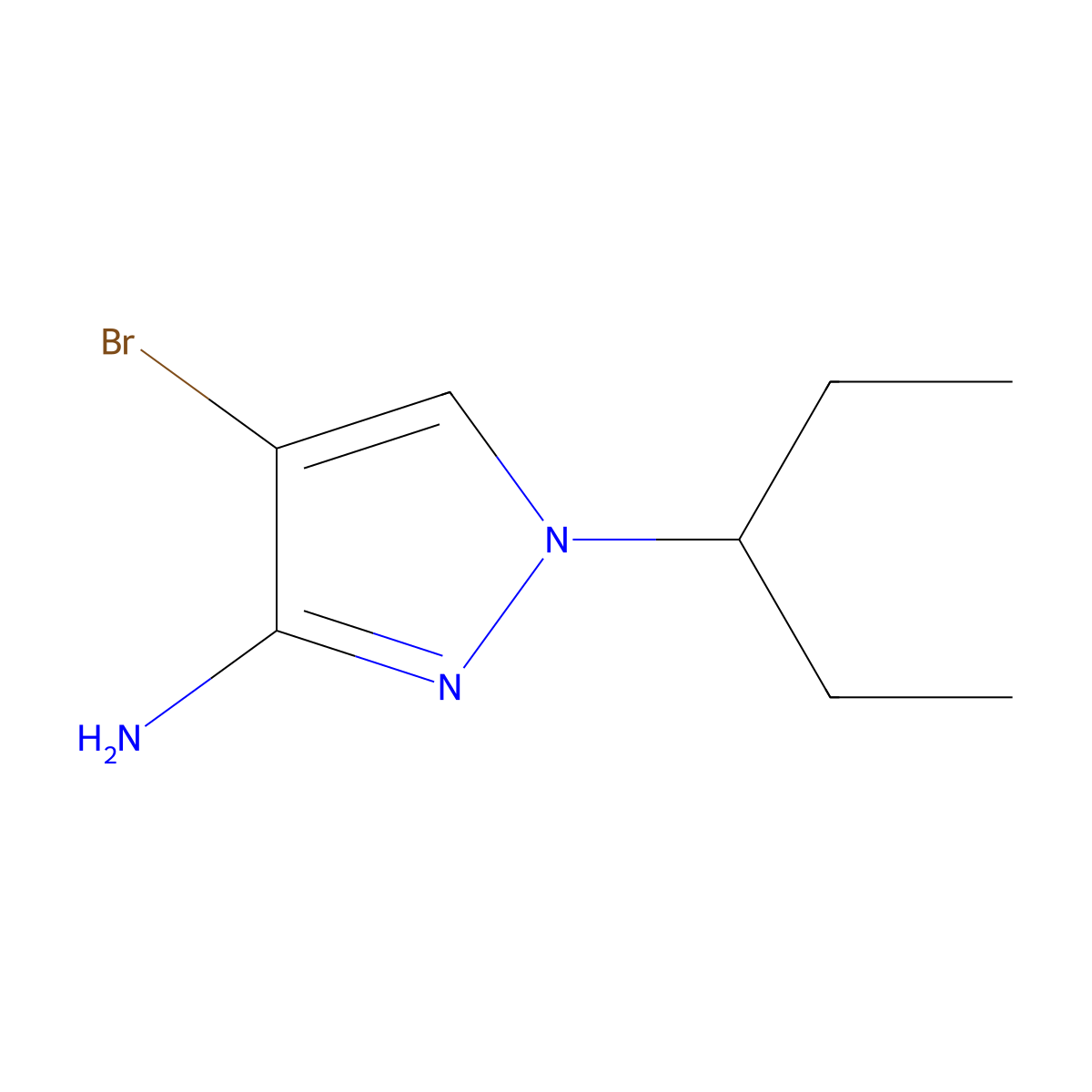 4-Bromo-1-(pentan-3-YL)-1H-pyrazol-3-amine molecular structure, CAS 1504262-71-8