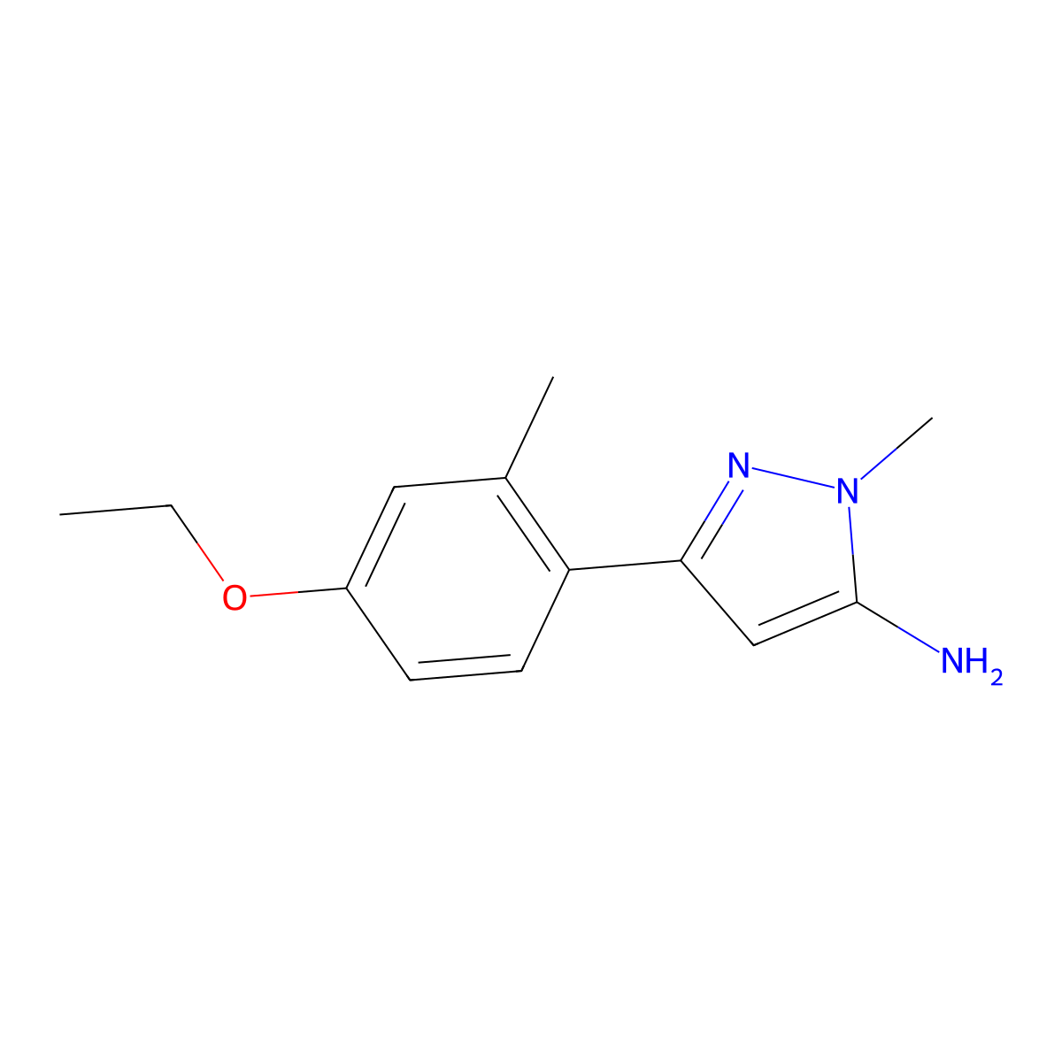 3-(4-ethoxy-2-methylphenyl)-1-methyl-1H-pyrazol-5-amine molecular structure, CAS 1504265-50-2