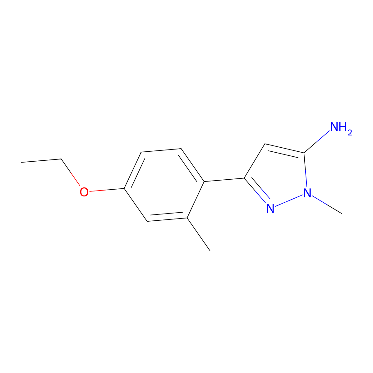3-(4-ethoxy-2-methylphenyl)-1-methyl-1H-pyrazol-5-amine molecular structure, CAS 1504265-50-2