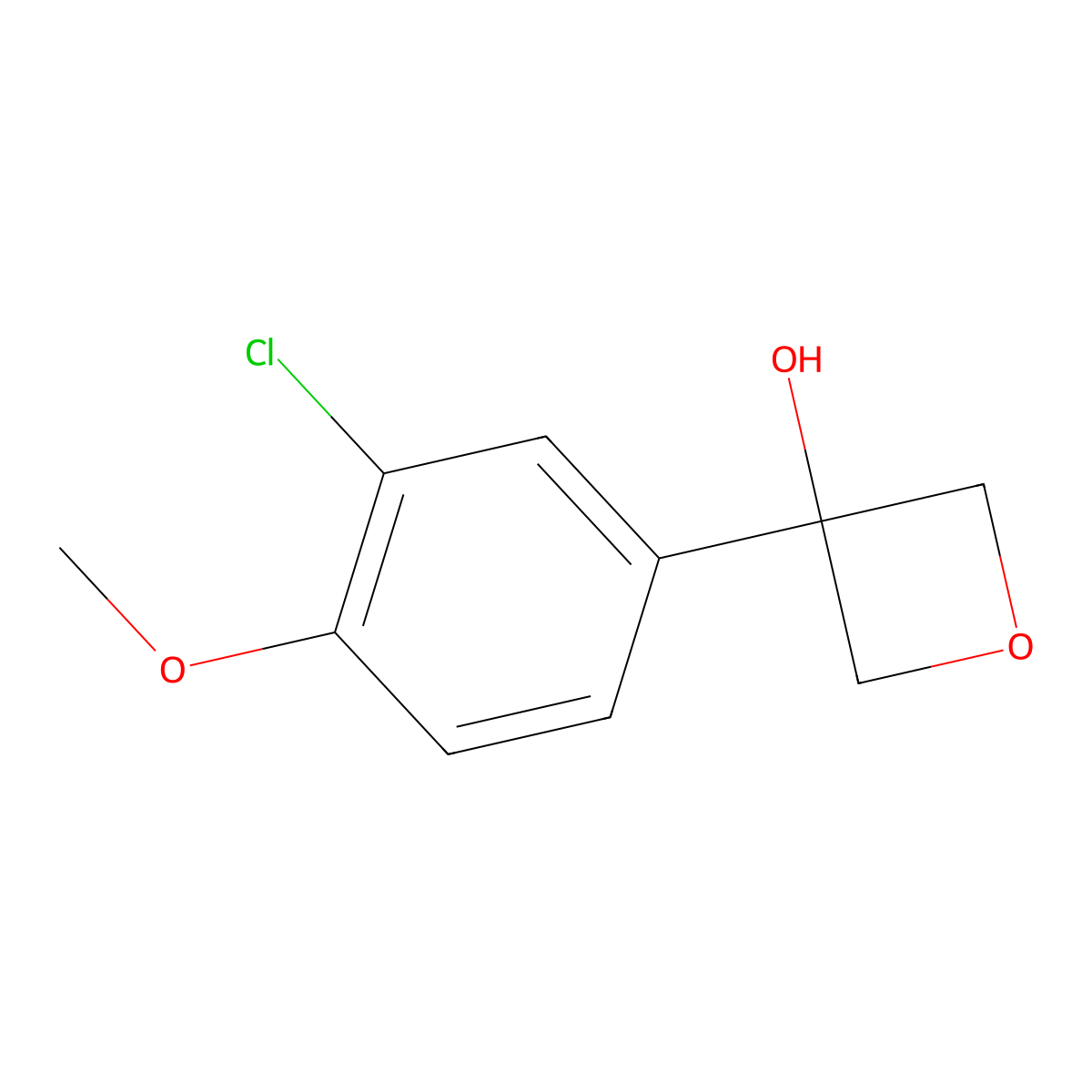 3-(3-Chloro-4-methoxyphenyl)-3-oxetanol molecular structure, CAS 1504279-74-6