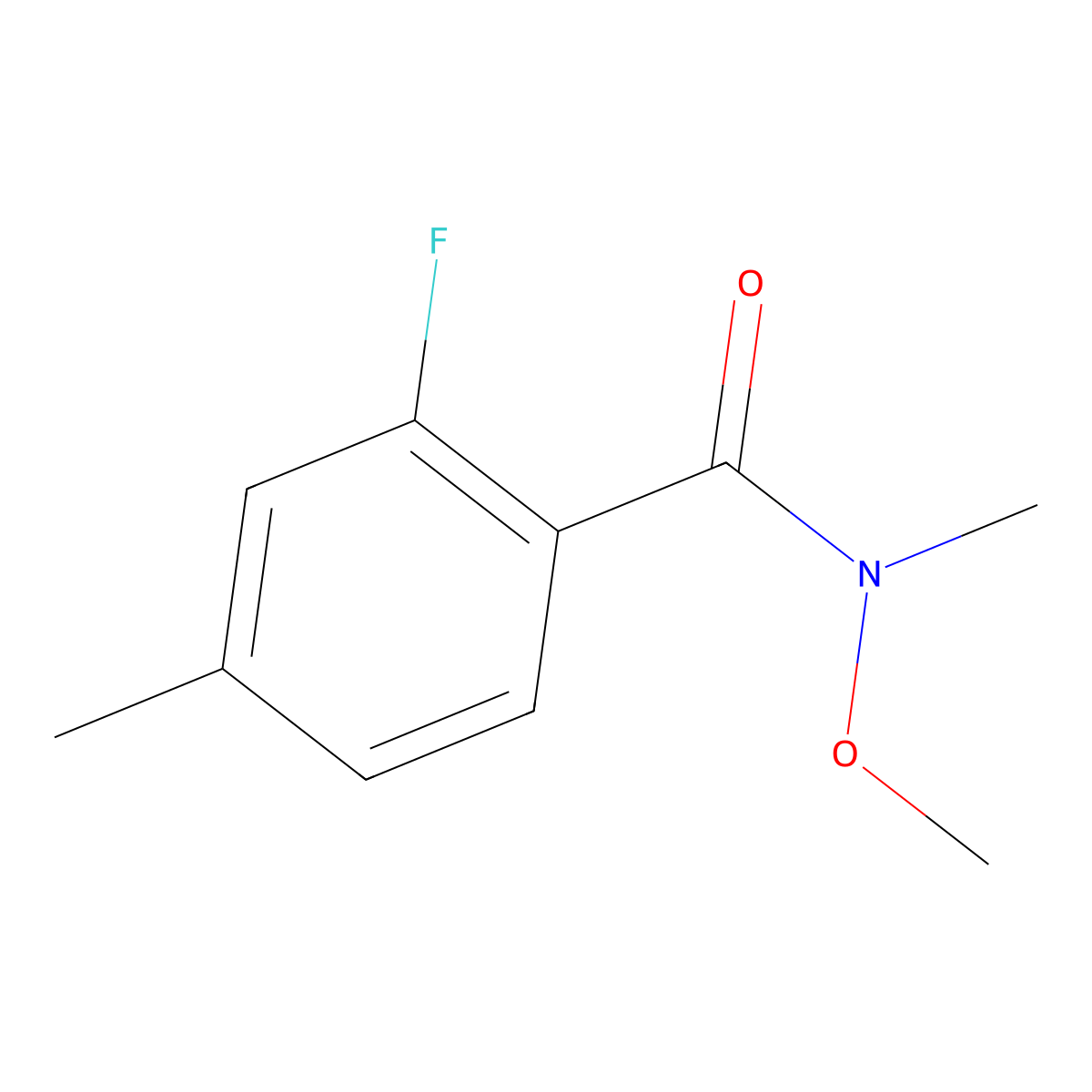 2-fluoro-N-methoxy-N,4-dimethylbenzamide molecular structure, CAS 1504282-03-4