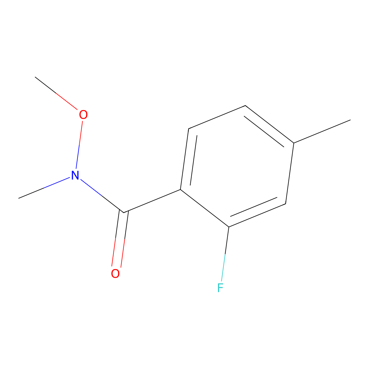 2-fluoro-N-methoxy-N,4-dimethylbenzamide molecular structure, CAS 1504282-03-4