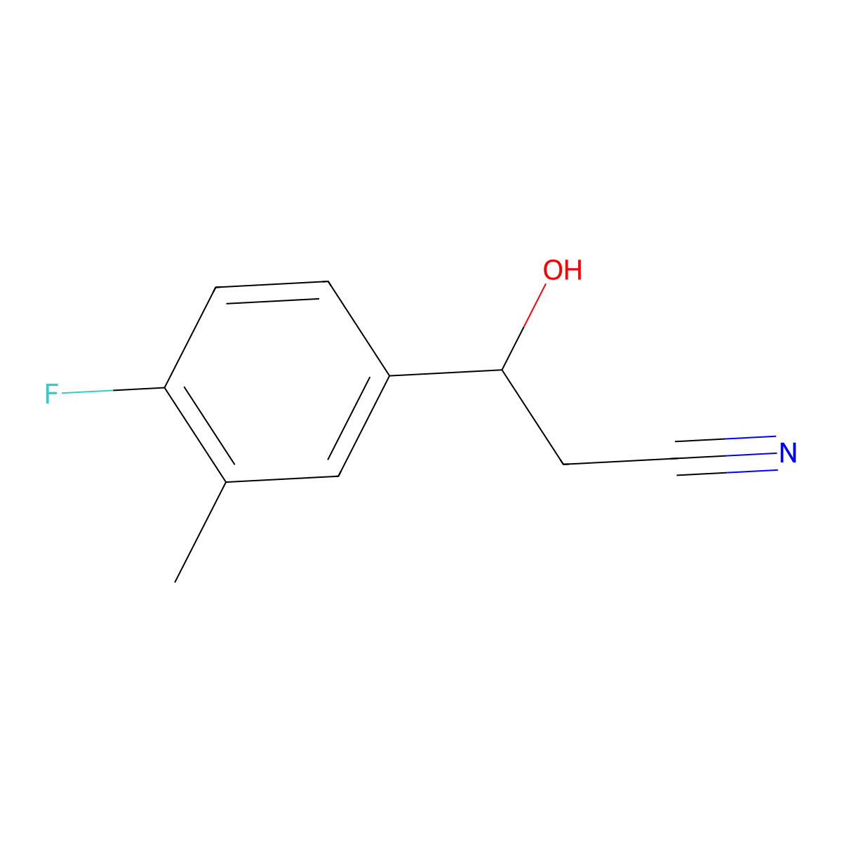 3-(4-Fluoro-3-methylphenyl)-3-hydroxypropanenitrile molecular structure, CAS 1504282-14-7