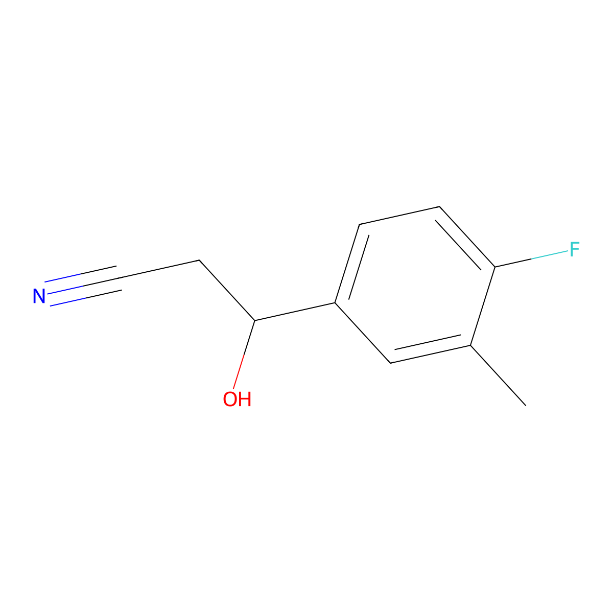 3-(4-Fluoro-3-methylphenyl)-3-hydroxypropanenitrile molecular structure, CAS 1504282-14-7