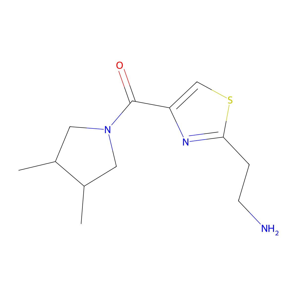 2-[4-(3,4-Dimethylpyrrolidine-1-carbonyl)-1,3-thiazol-2-yl]ethan-1-amine molecular structure, CAS 1504285-33-9