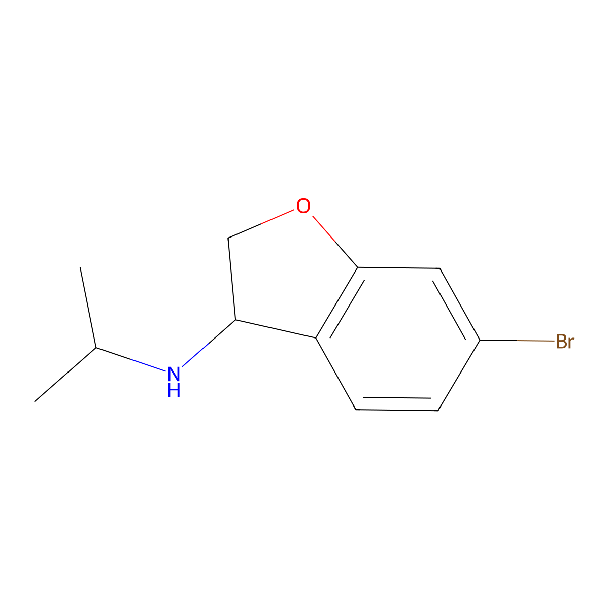 6-bromo-N-(propan-2-yl)-2,3-dihydro-1-benzofuran-3-amine molecular structure, CAS 1504288-64-5