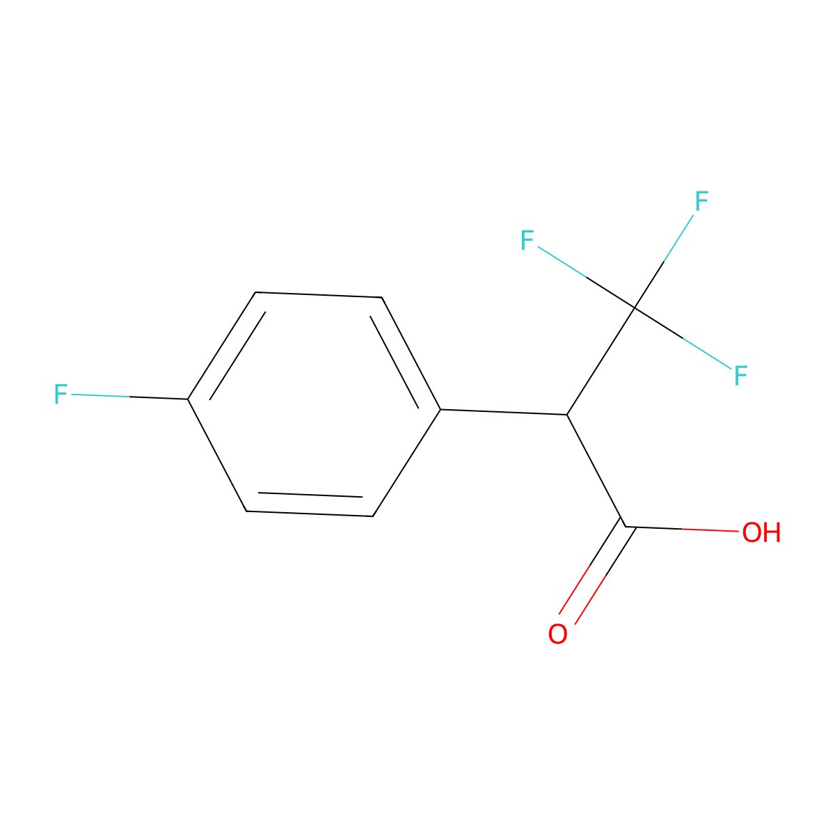 3,3,3-Trifluoro-2-(4-fluorophenyl)propanoic acid molecular structure, CAS 1504298-82-1