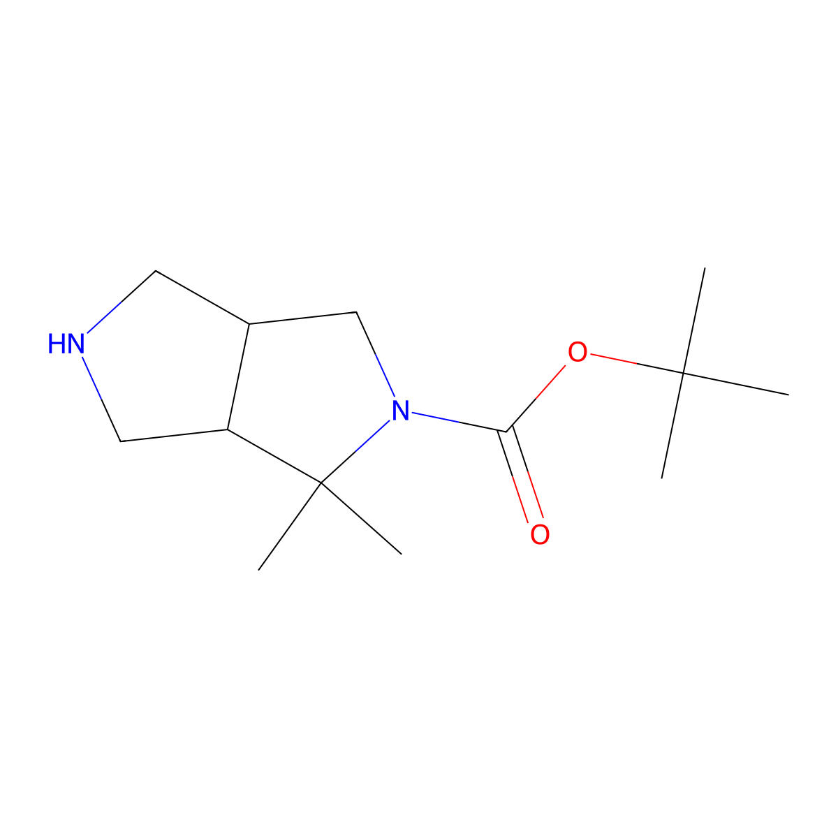 tert-Butyl 1,1-dimethylhexahydropyrrolo[3,4-c]pyrrole-2(1H)-carboxylate molecular structure, CAS 1504299-14-2