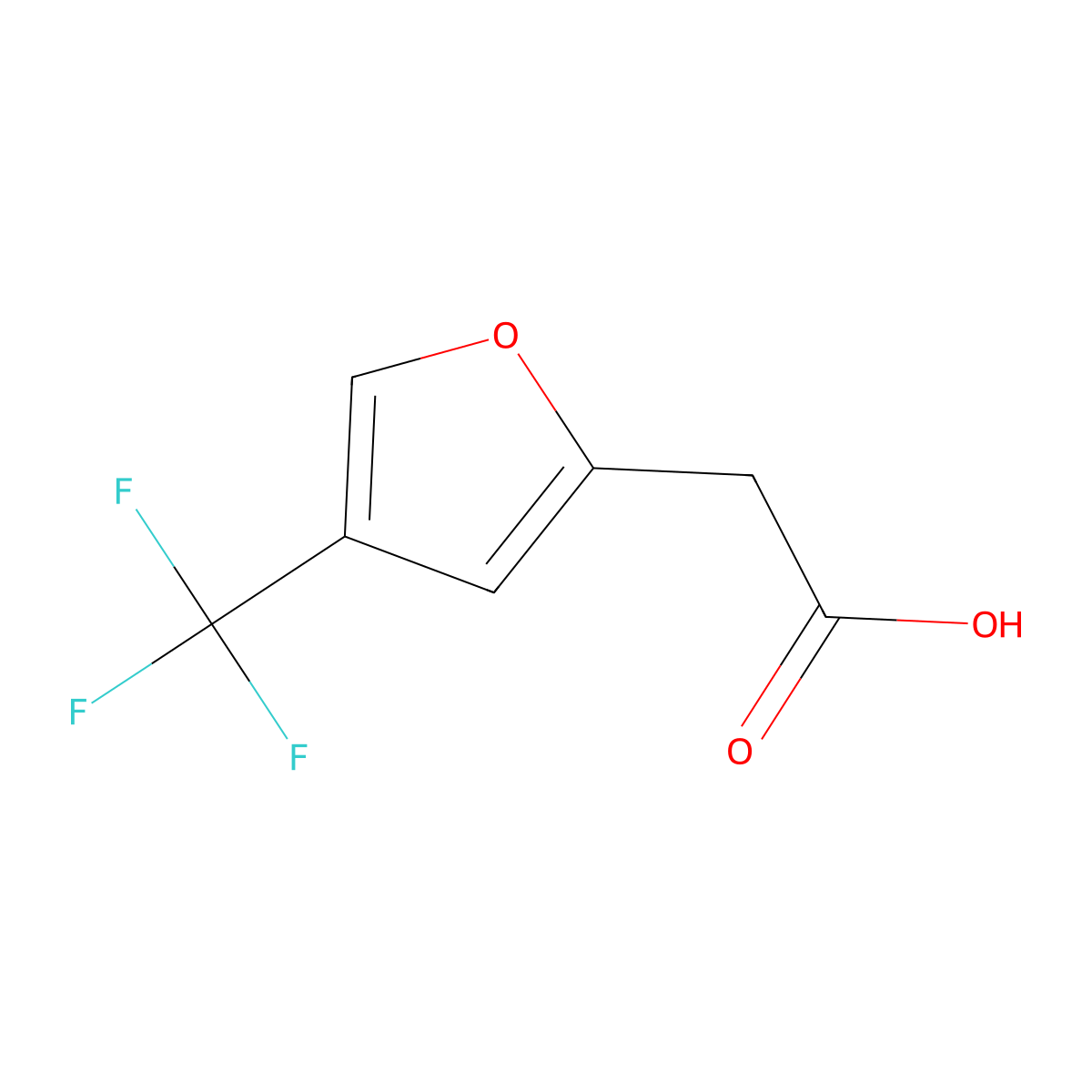 2-[4-(Trifluoromethyl)furan-2-yl]acetic acid molecular structure, CAS 1504300-33-7