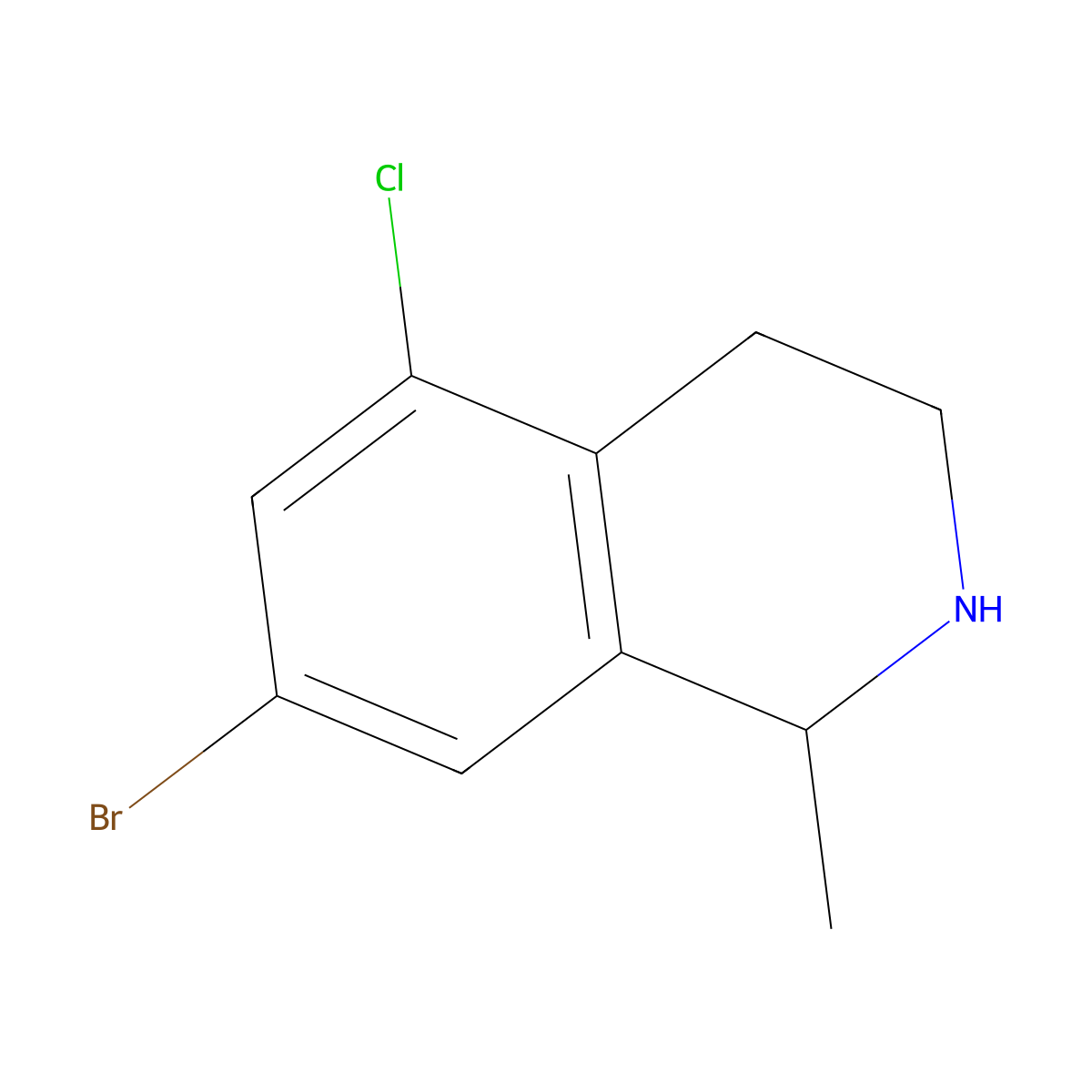 7-Bromo-5-chloro-1-methyl-1,2,3,4-tetrahydroisoquinoline molecular structure, CAS 1504301-71-6