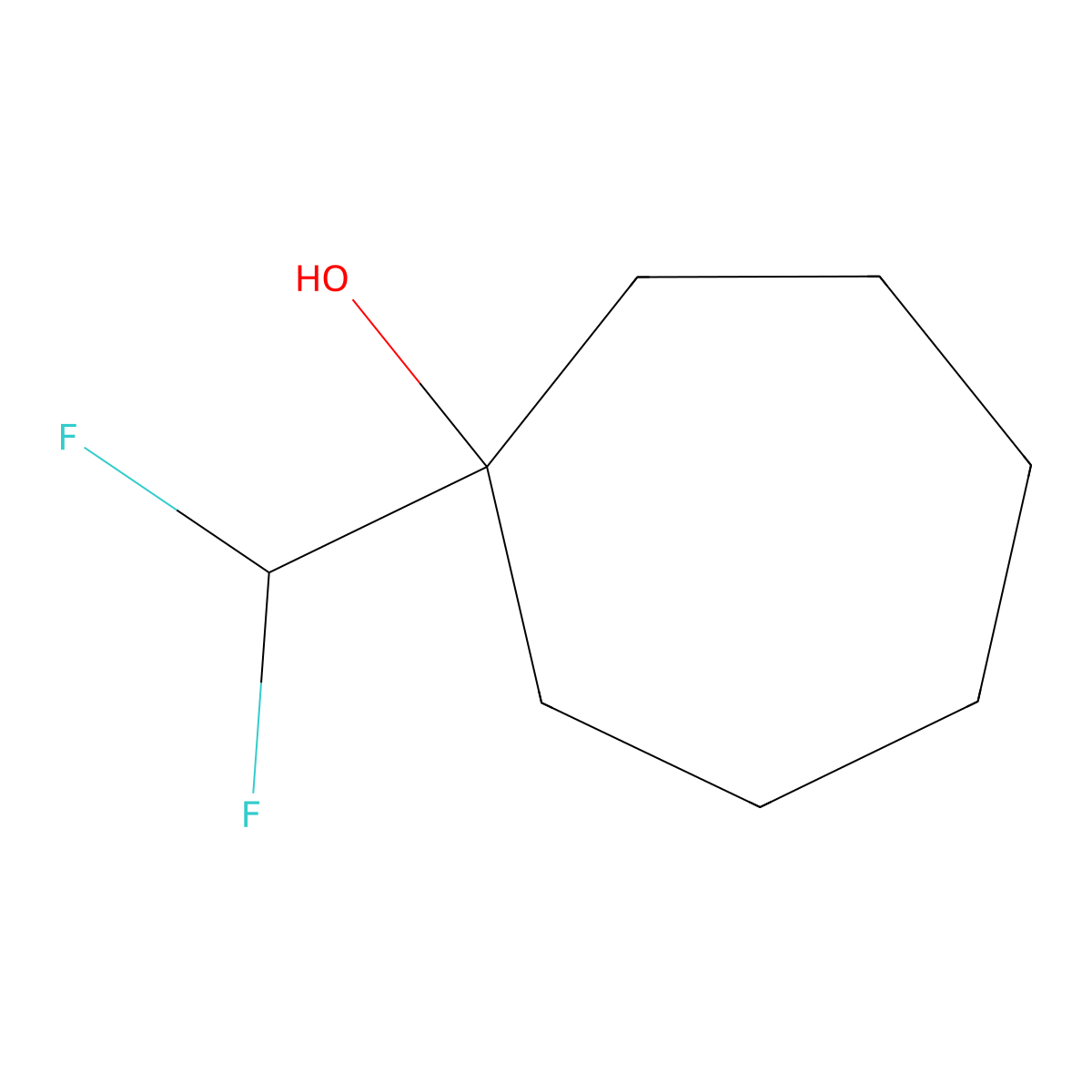 1-(Difluoromethyl)cycloheptan-1-ol molecular structure, CAS 1504324-80-4