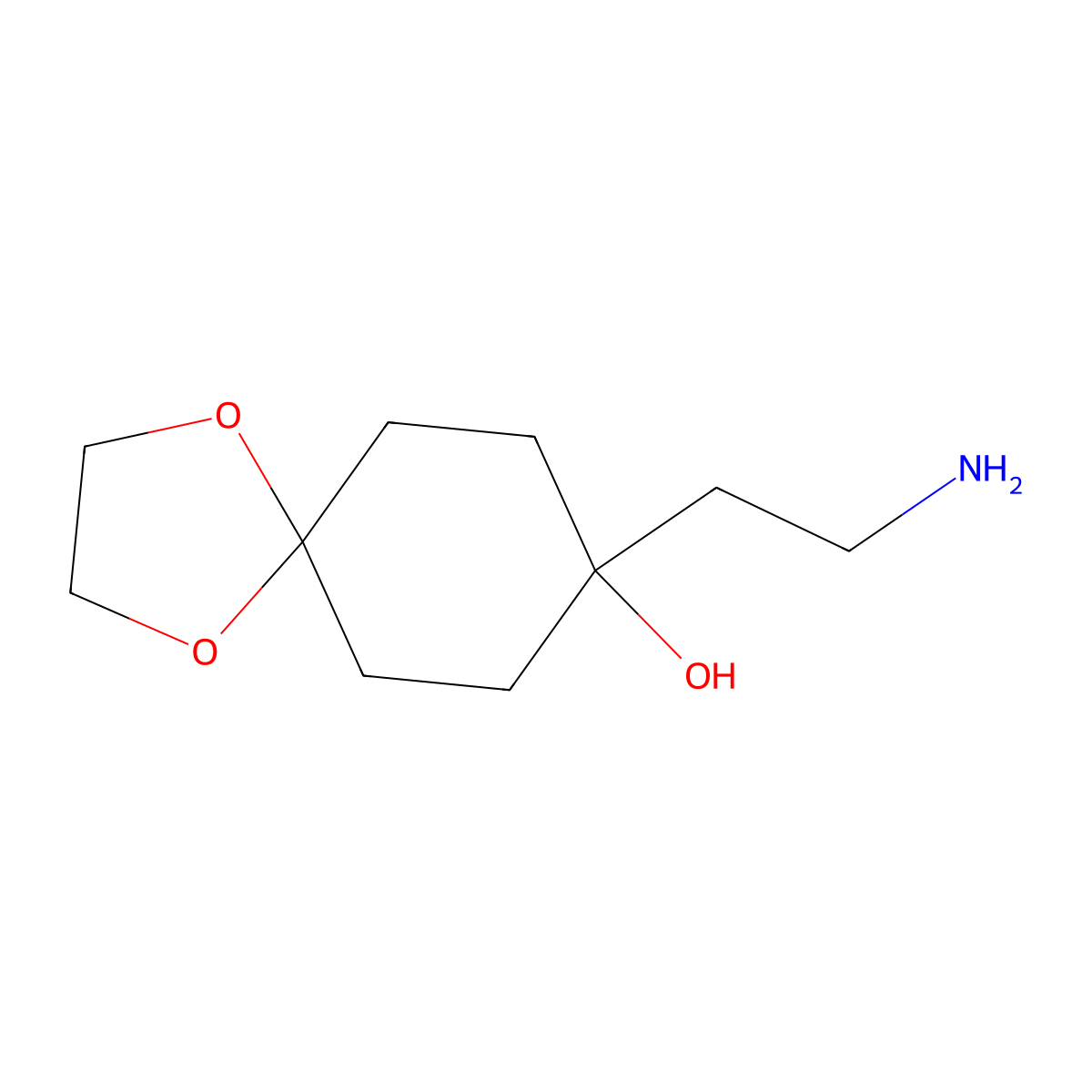 8-(2-Aminoethyl)-1,4-dioxaspiro[4.5]decan-8-ol molecular structure, CAS 1504327-01-8