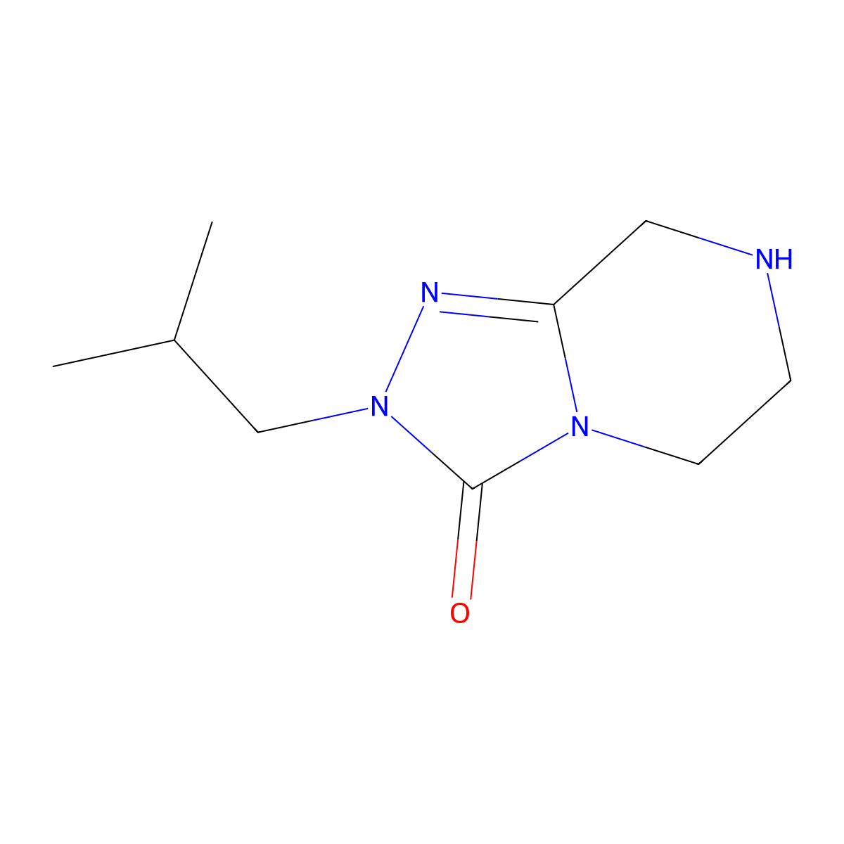 2-(2-Methylpropyl)-2H,3H,5H,6H,7H,8H-[1,2,4]triazolo[4,3-a]piperazin-3-one molecular structure, CAS 1504331-06-9