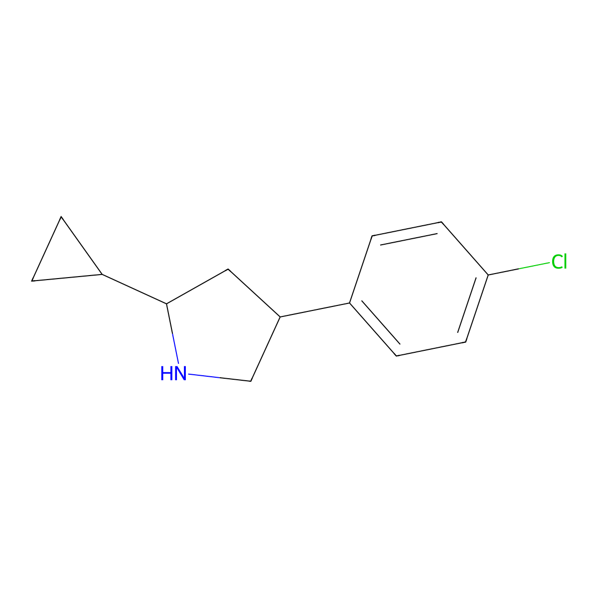 4-(4-Chlorophenyl)-2-cyclopropylpyrrolidine molecular structure, CAS 1504343-65-0