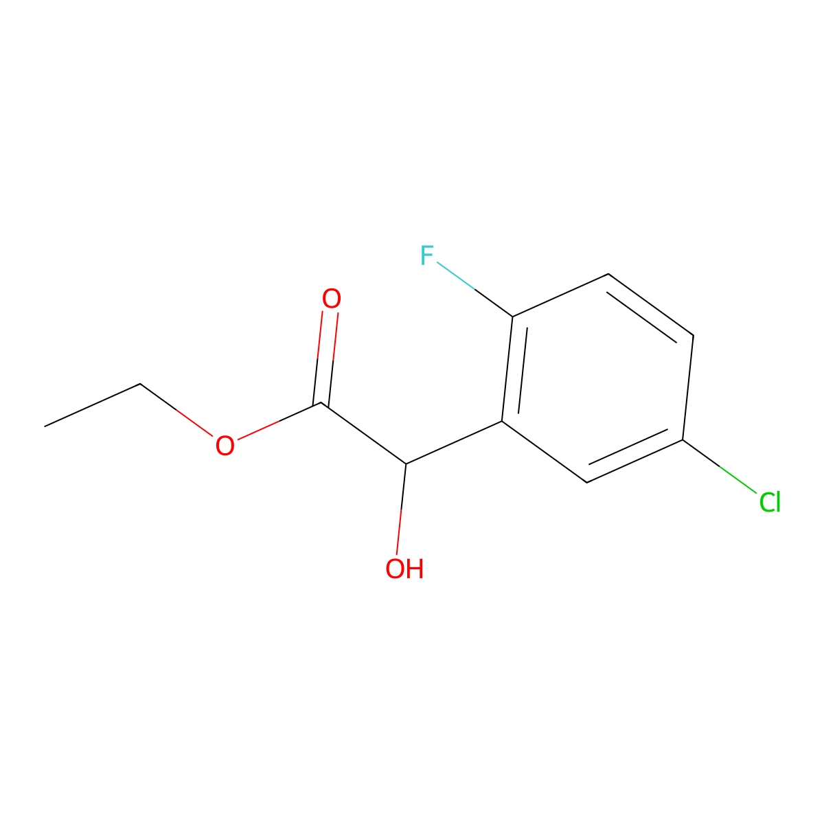 Ethyl 5-chloro-2-fluoro-alpha-hydroxybenZeneacetate molecular structure, CAS 1504355-53-6