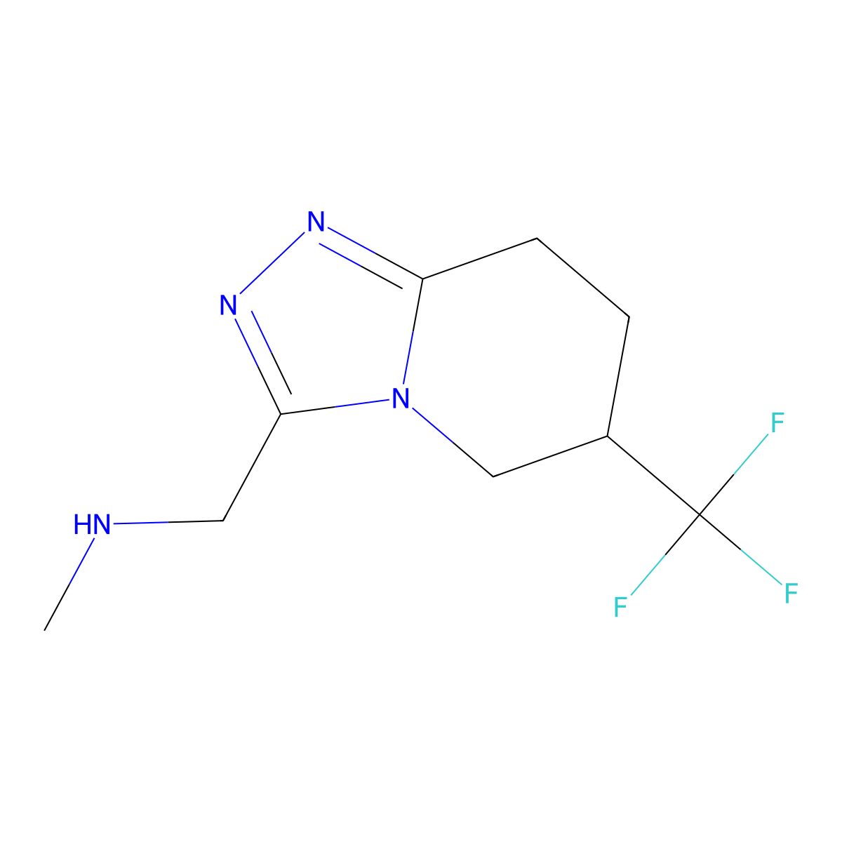 N-methyl-1-(6-(trifluoromethyl)-5,6,7,8-tetrahydro-[1,2,4]triazolo[4,3-a]pyridin-3-yl)methanamine molecular structure, CAS 1504369-20-3
