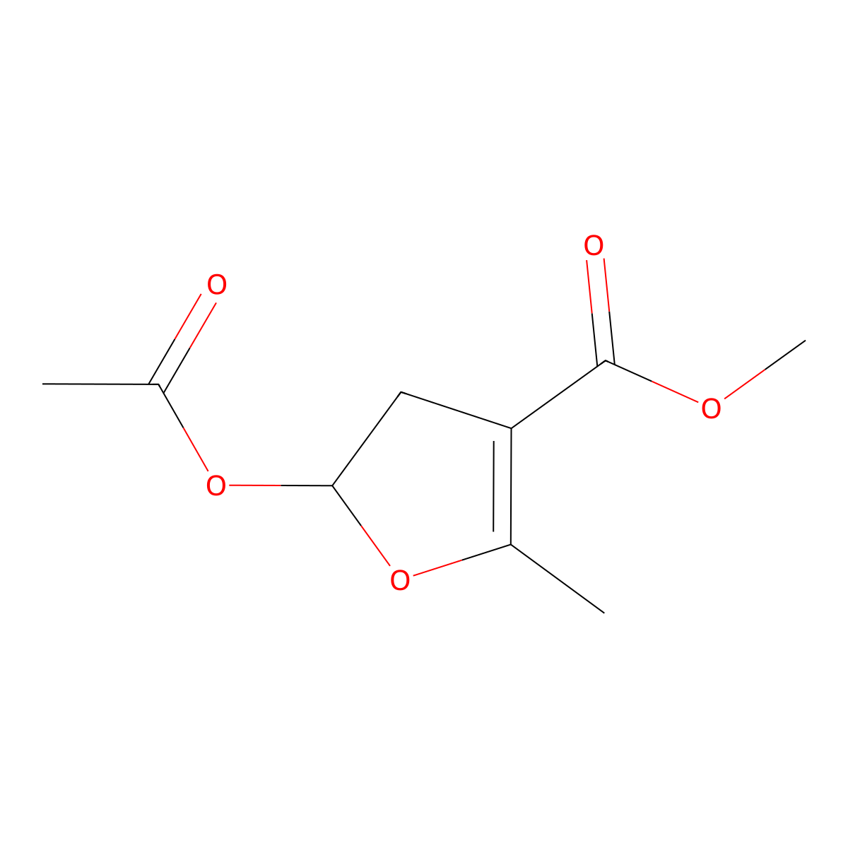 Methyl 5-acetoxy-2-methyl-4,5-dihydrofuran-3-carboxylate molecular structure, CAS 150437-92-6