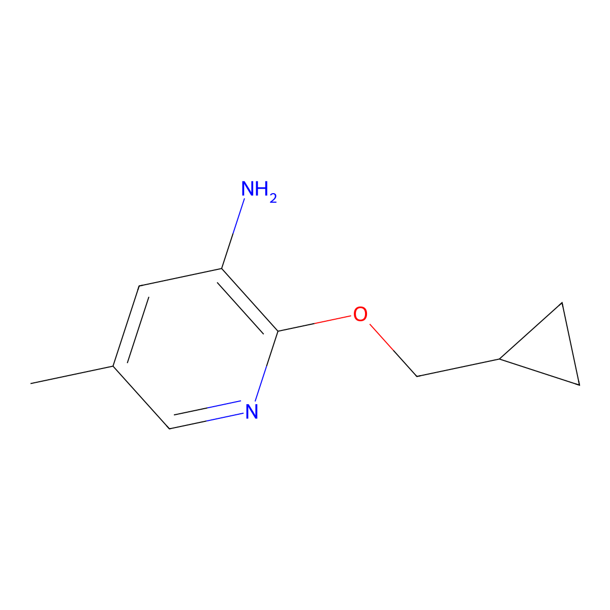 2-(Cyclopropylmethoxy)-5-methylpyridin-3-amine molecular structure, CAS 1504373-43-6