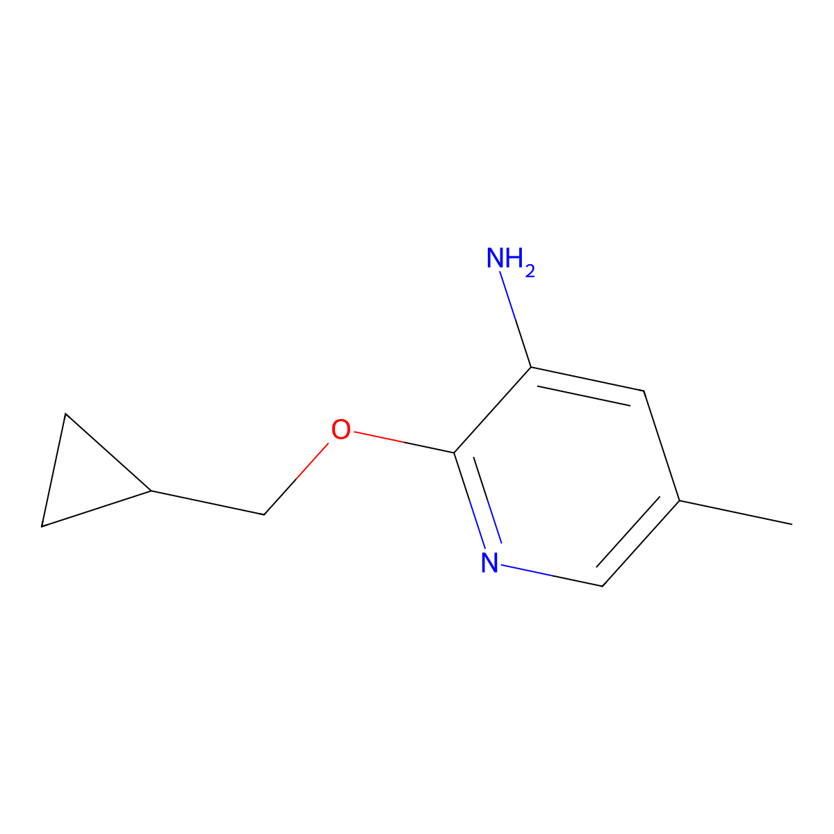 2-(Cyclopropylmethoxy)-5-methylpyridin-3-amine molecular structure, CAS 1504373-43-6