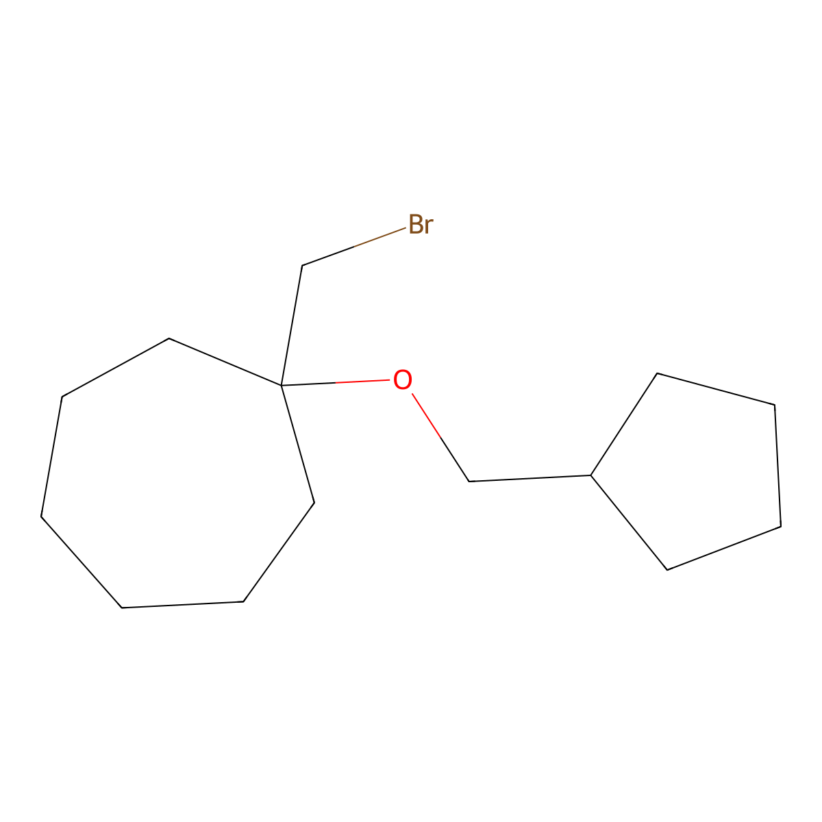 1-(Bromomethyl)-1-(cyclopentylmethoxy)cycloheptane molecular structure, CAS 1504375-08-9