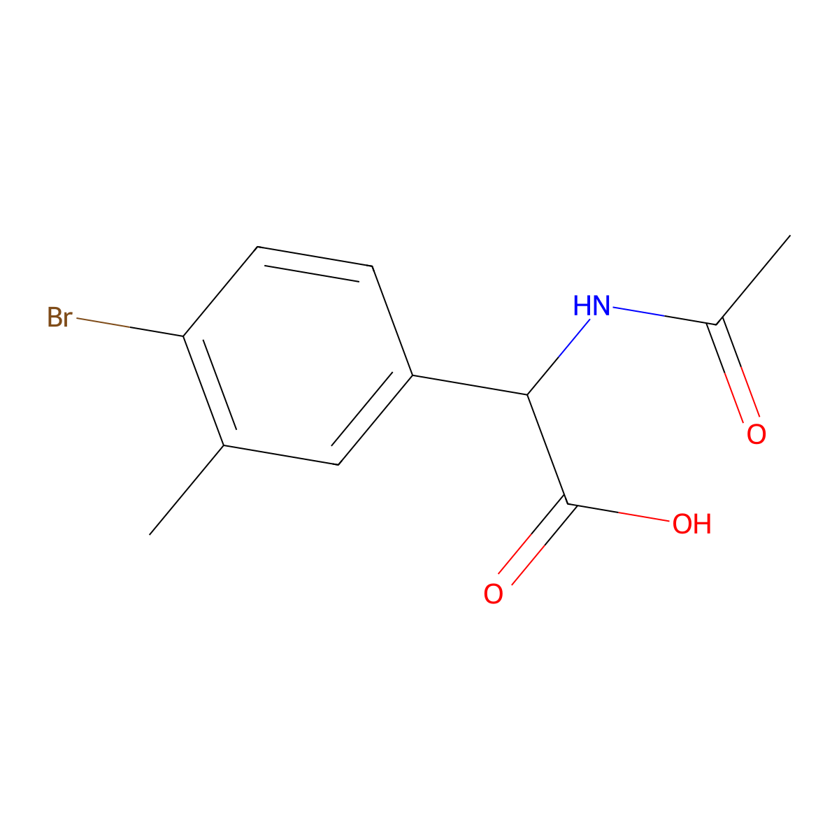 2-(4-Bromo-3-methylphenyl)-2-acetamidoacetic acid molecular structure, CAS 1504395-08-7