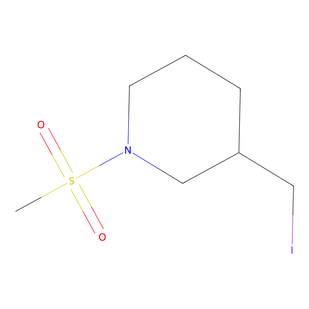 3-(Iodomethyl)-1-(methylsulfonyl)piperidine molecular structure, CAS 1504403-07-9