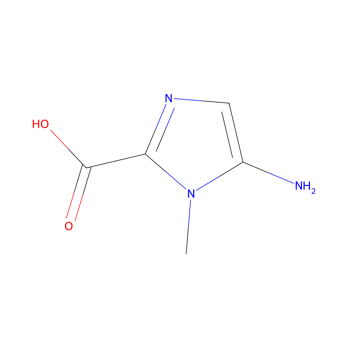 5-amino-1-methyl-1H-imidazole-2-carboxylic acid molecular structure, CAS 1504418-94-3