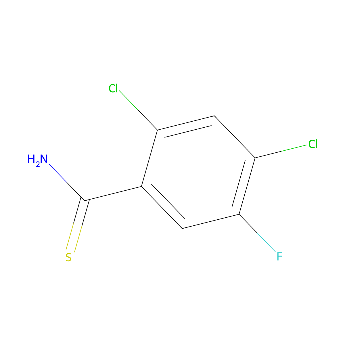 2,4-Dichloro-5-fluorobenzene-1-carbothioamide molecular structure, CAS 1504421-45-7