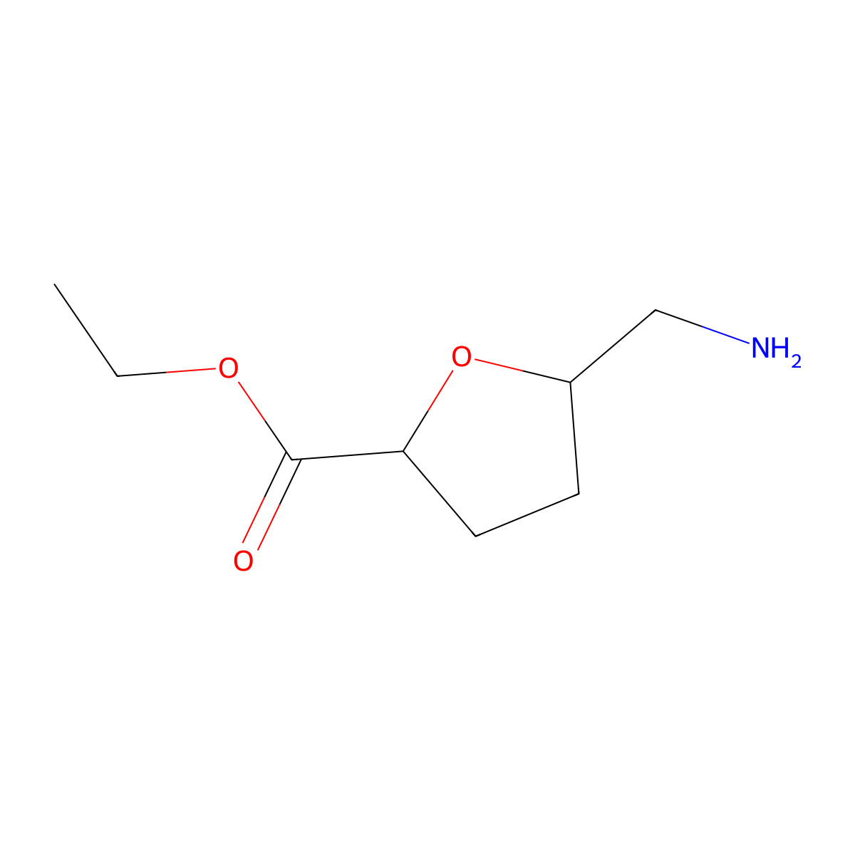 Ethyl 5-(aminomethyl)oxolane-2-carboxylate molecular structure, CAS 1504432-00-1