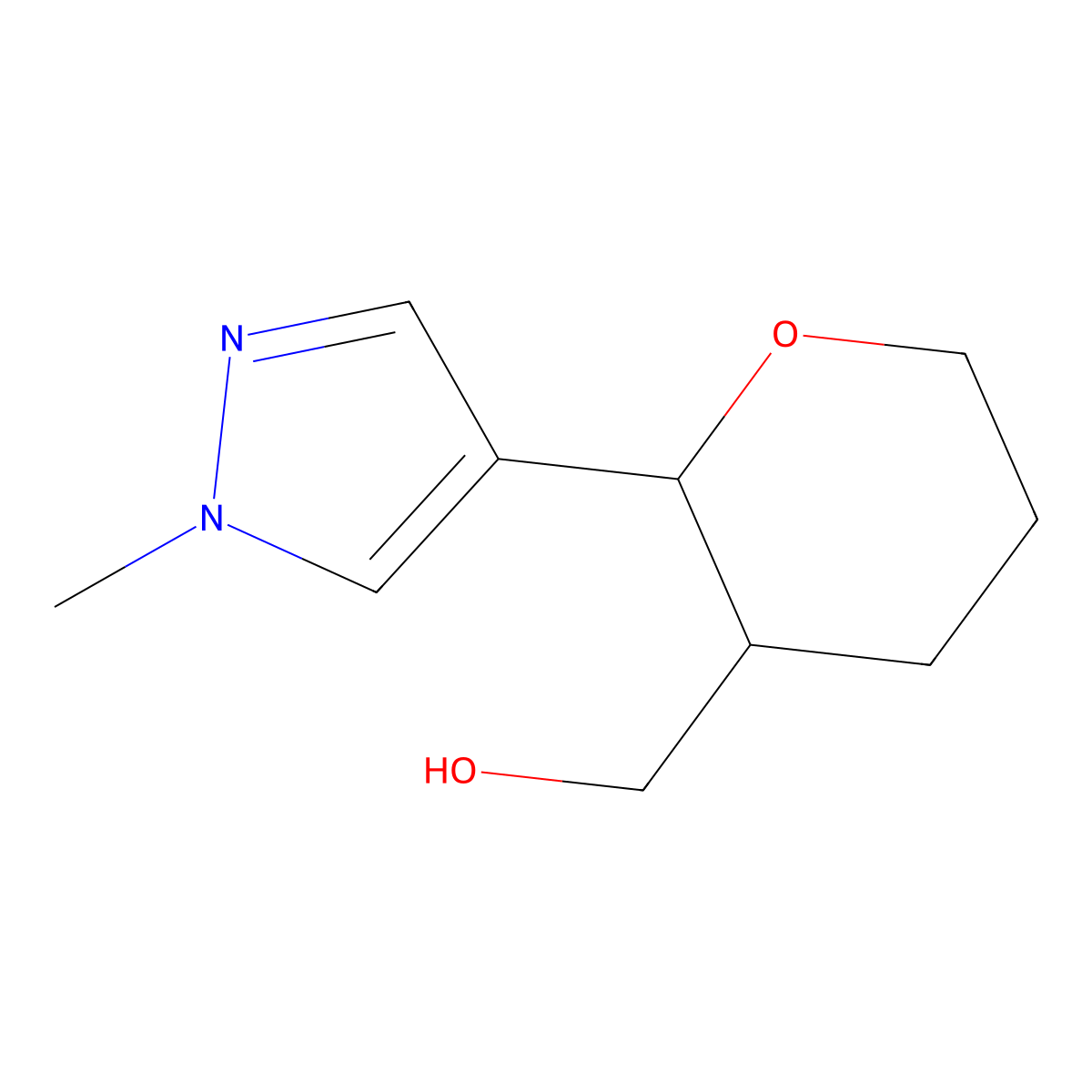 [2-(1-methyl-1H-pyrazol-4-yl)oxan-3-yl]methanol molecular structure, CAS 1504438-74-7