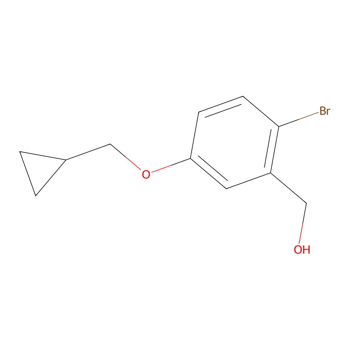 (2-Bromo-5-(cyclopropylmethoxy)phenyl)methanol molecular structure, CAS 1504439-55-7
