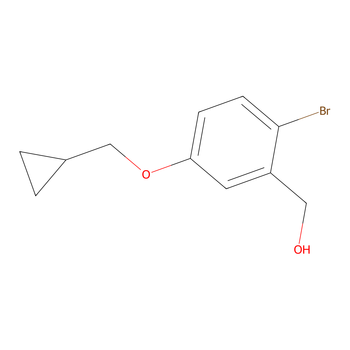 (2-Bromo-5-(cyclopropylmethoxy)phenyl)methanol molecular structure, CAS 1504439-55-7