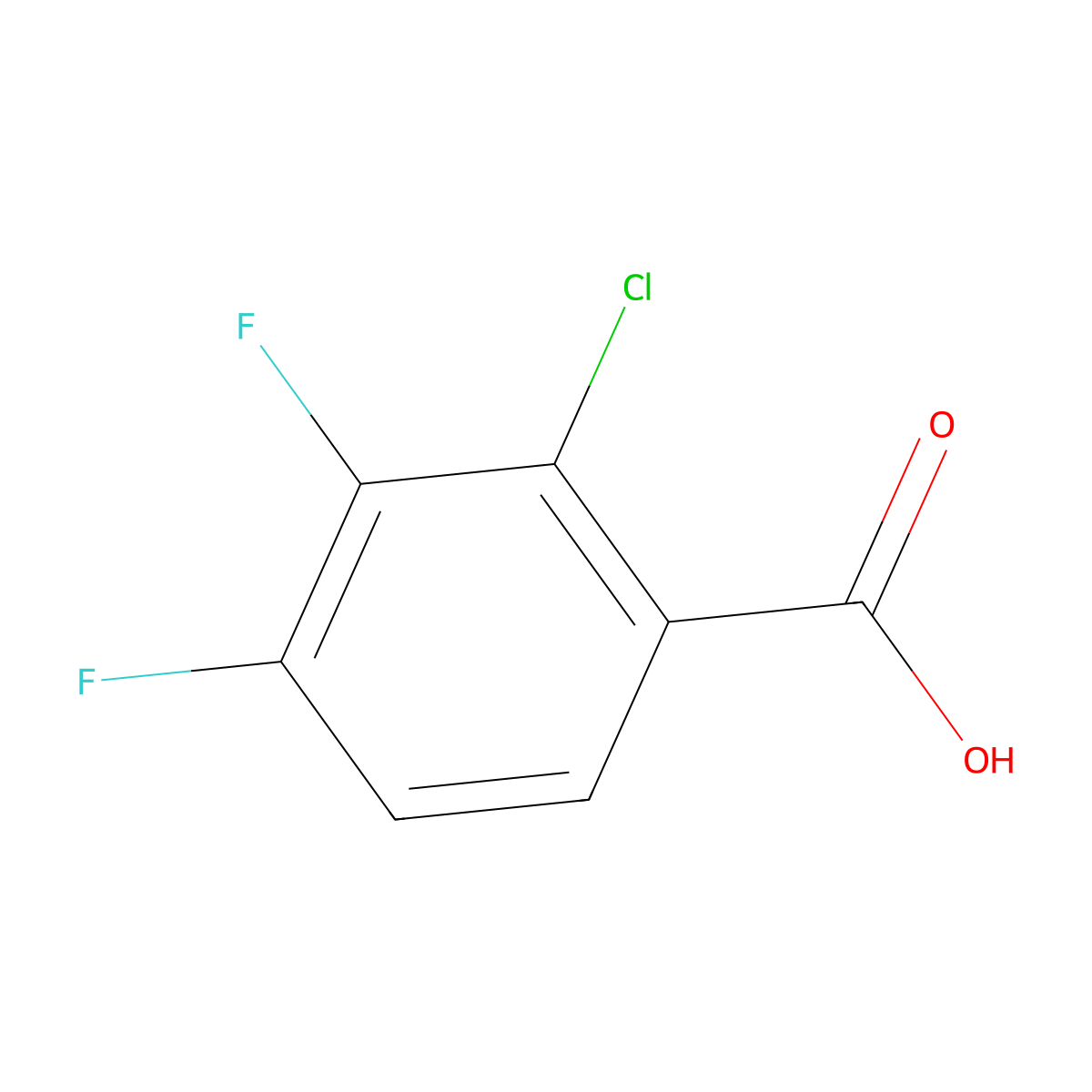 2-Chloro-3,4-difluorobenzoic acid molecular structure, CAS 150444-93-2