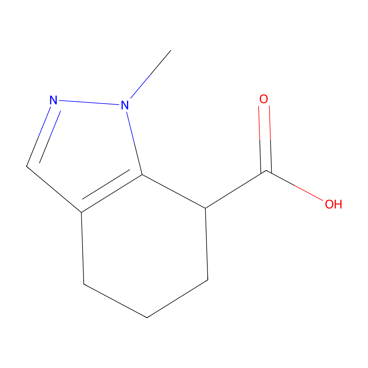1-methyl-4,5,6,7-tetrahydro-1H-indazole-7-carboxylic acid molecular structure, CAS 1504444-50-1