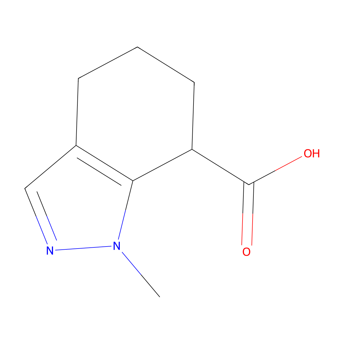 1-methyl-4,5,6,7-tetrahydro-1H-indazole-7-carboxylic acid molecular structure, CAS 1504444-50-1
