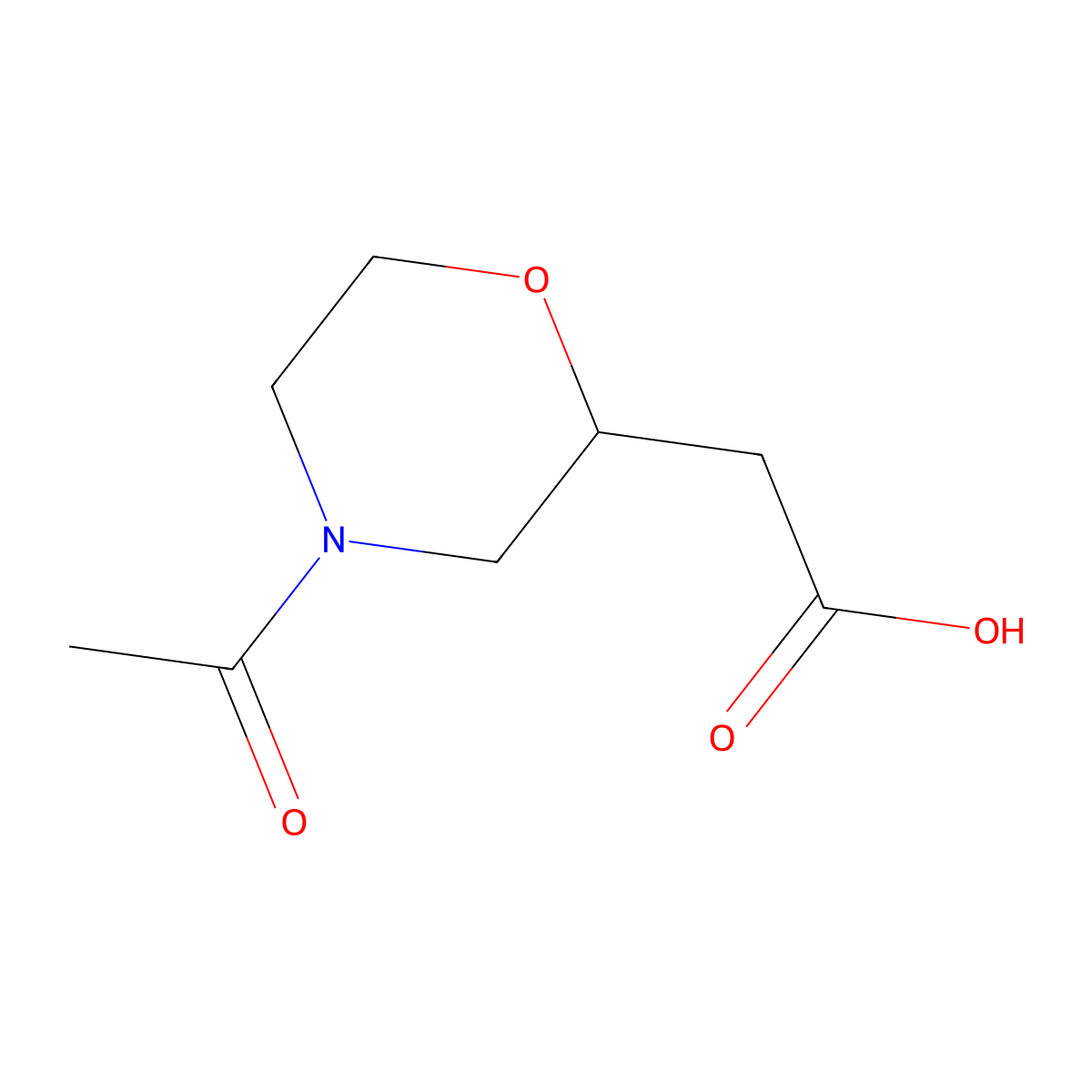 2-(4-Acetylmorpholin-2-yl)acetic acid molecular structure, CAS 1504454-79-8