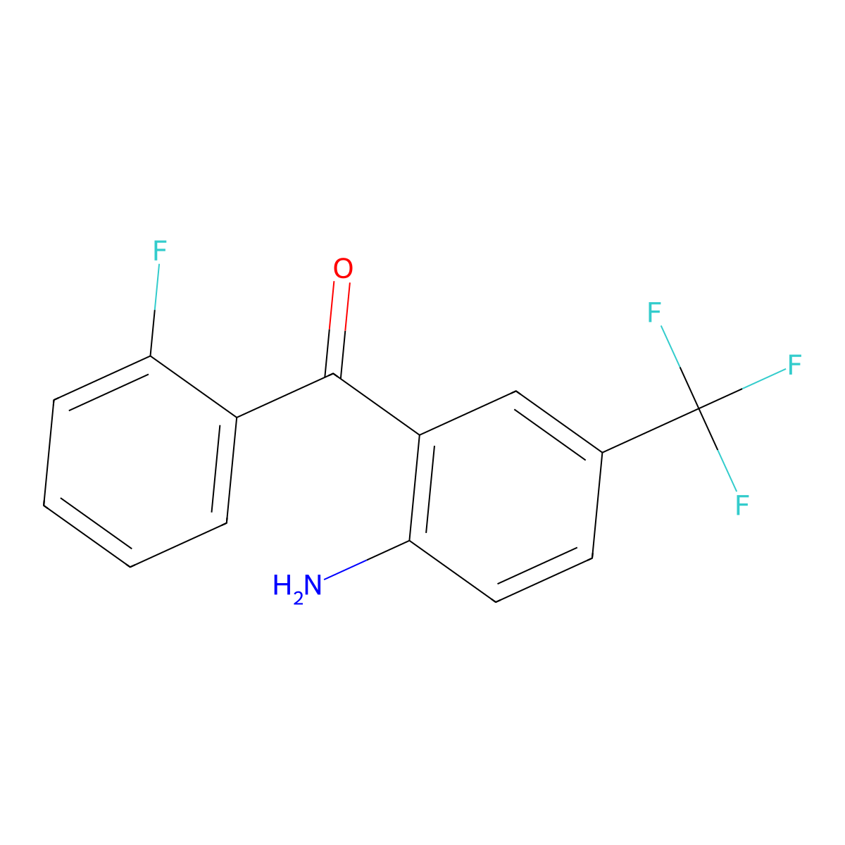(2-Amino-5-(trifluoromethyl)phenyl)(2-fluorophenyl)methanone molecular structure, CAS 1504465-76-2
